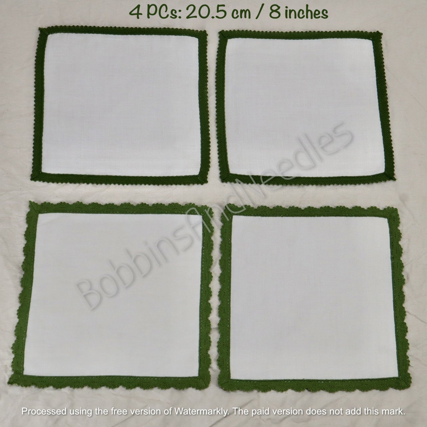 Linen Table Set with Handmade Dentelle du Puy Lace Borders and Floral Lace Inserts 16 pieces