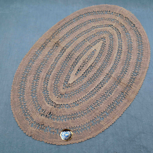 French Oval Doily Lace Handmade in Linen - Bobbins&Needles