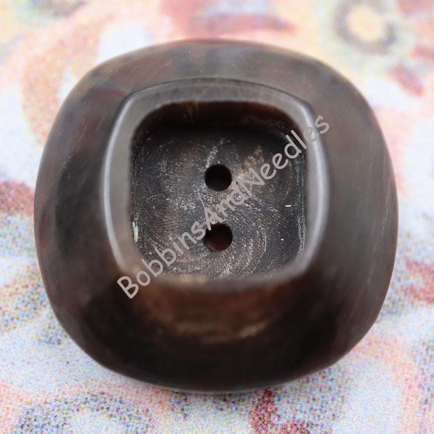 Set of 7 Vintage Mock Horn Buttons Ø 29 mm Dome Shape Galalith Brown Casein - Bobbins&Needles