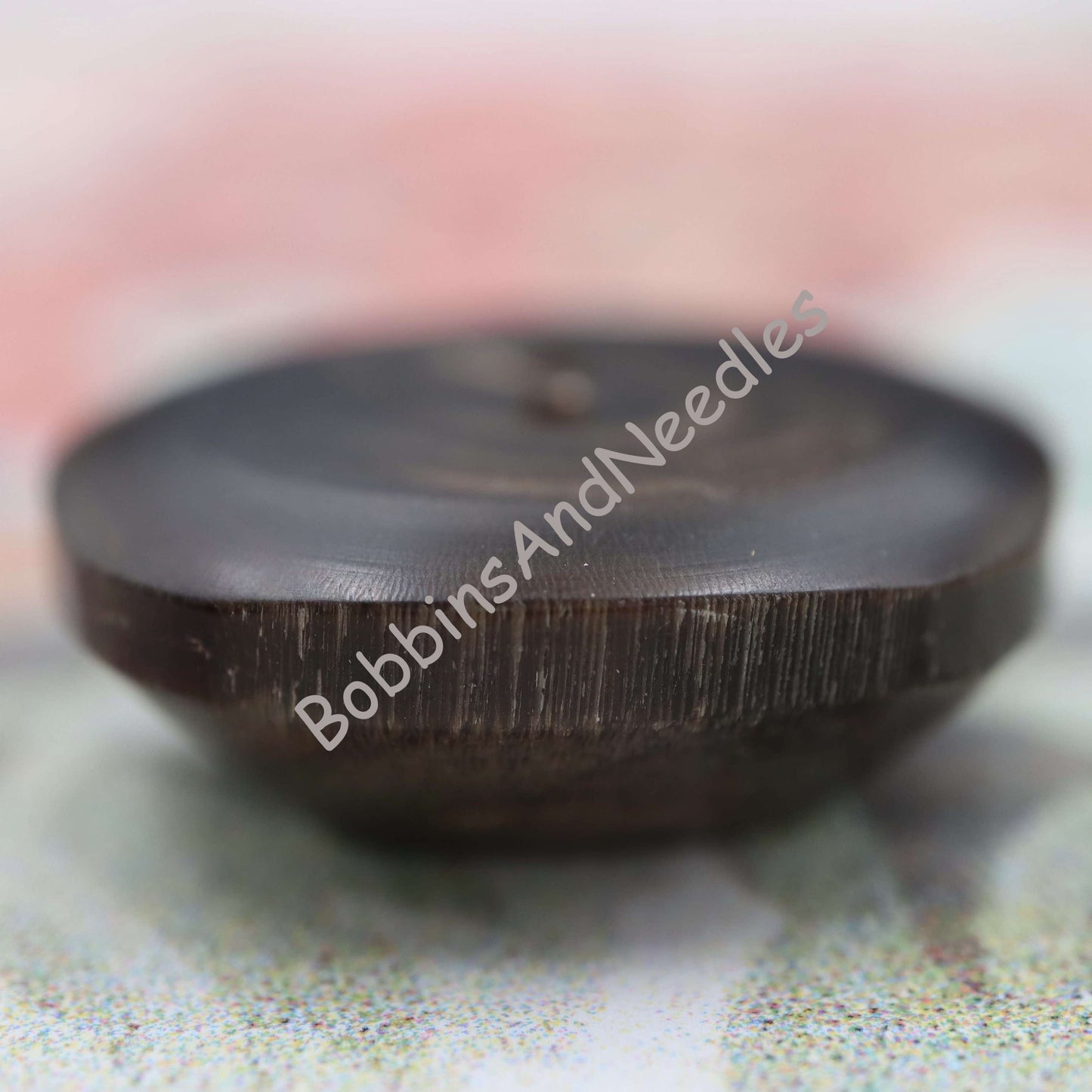 Set of 7 Vintage Mock Horn Buttons Ø 29 mm Dome Shape Galalith Brown Casein - Bobbins&Needles