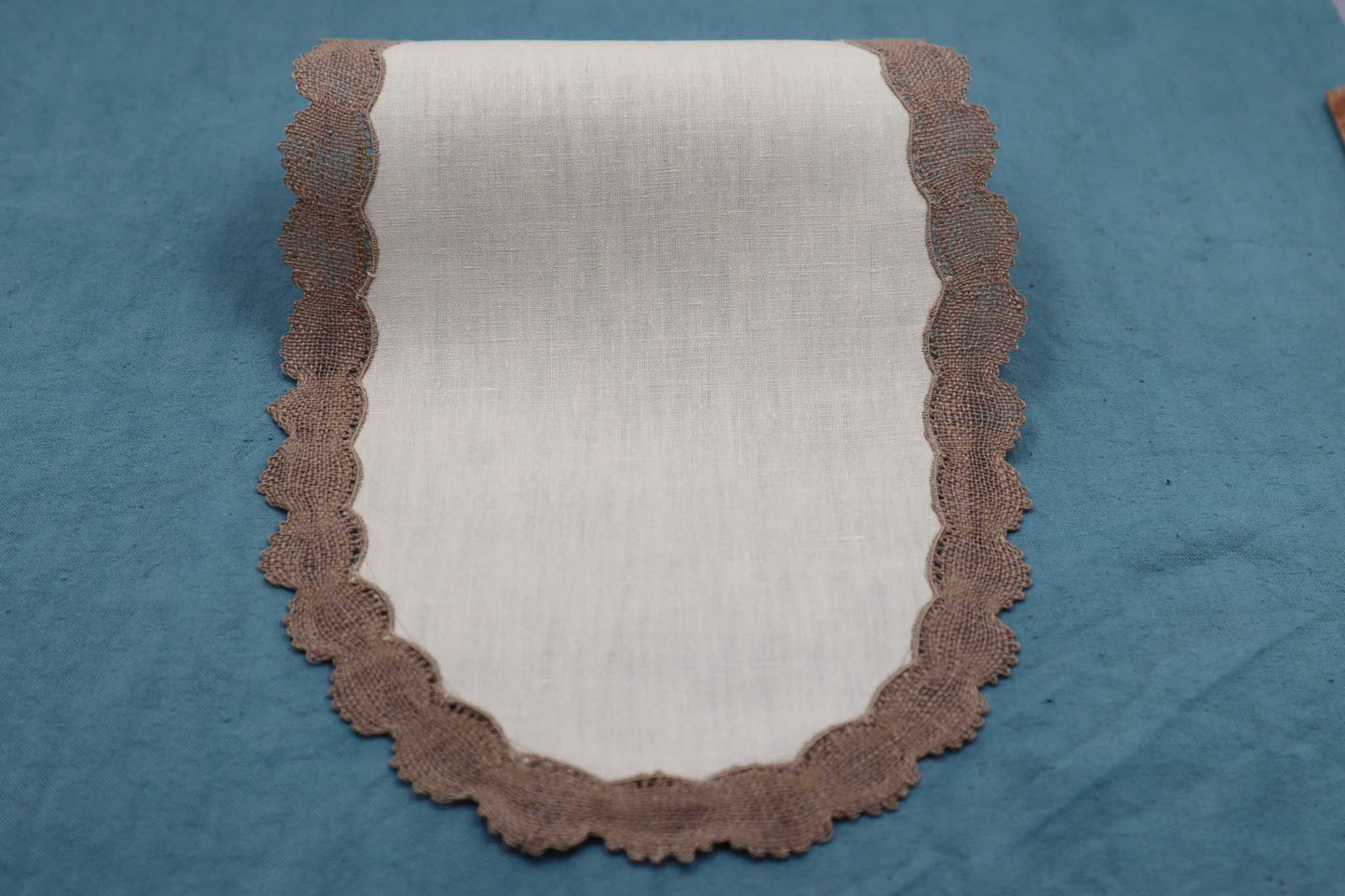Linen Doily with Handmade Bobbin Lace Edges - Bobbins&Needles
