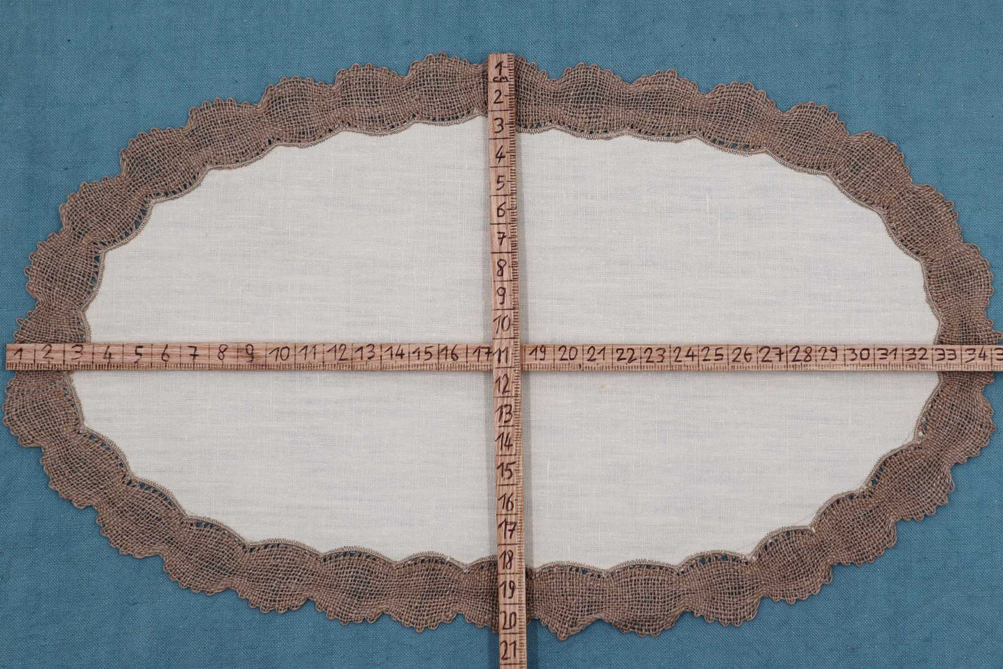 Linen Doily with Handmade Bobbin Lace Edges - Bobbins&Needles