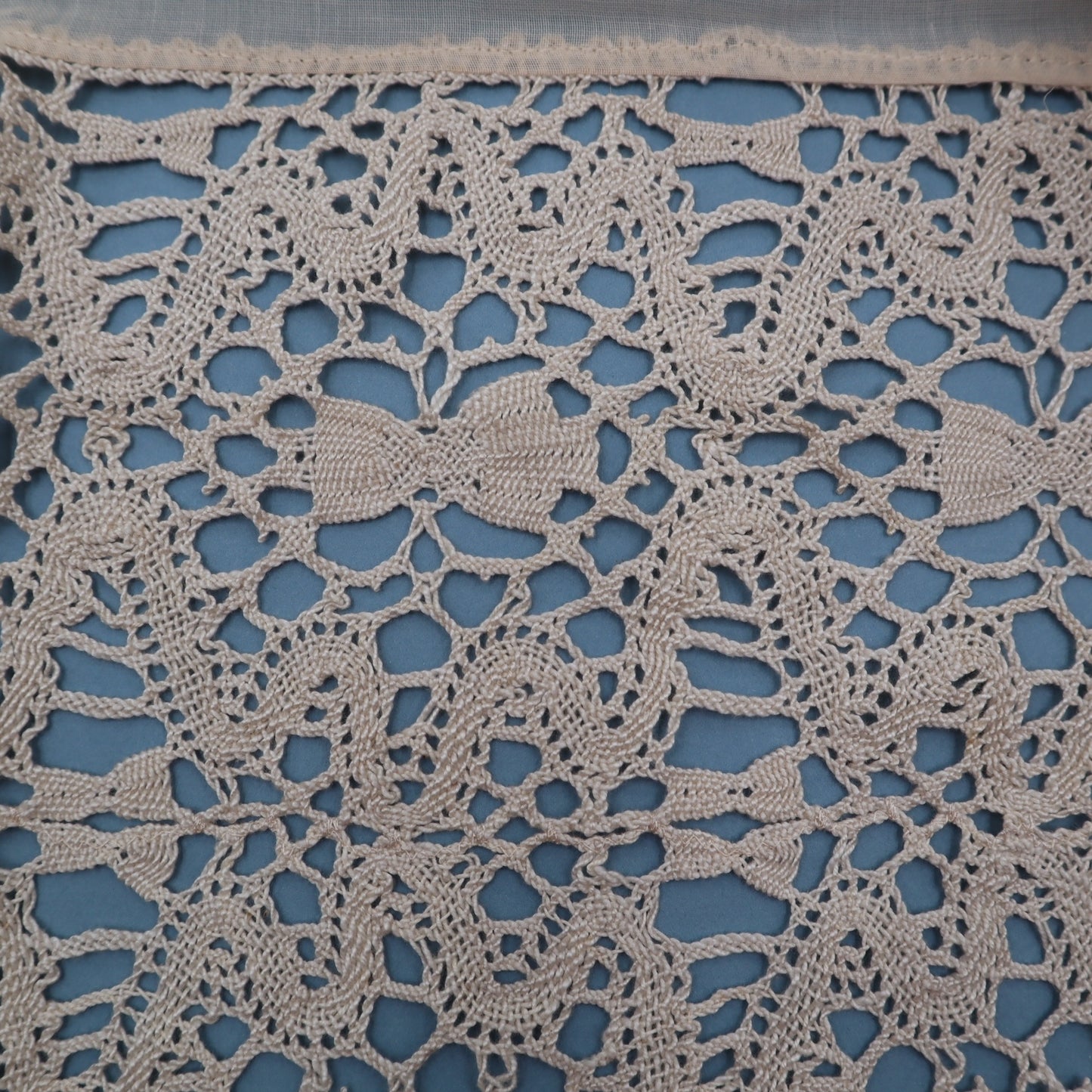 Antique Belgian Curtain – Swiss Linen Panel with 30 cm Bruges Bobbin Lace Border – 190 × 213 cm