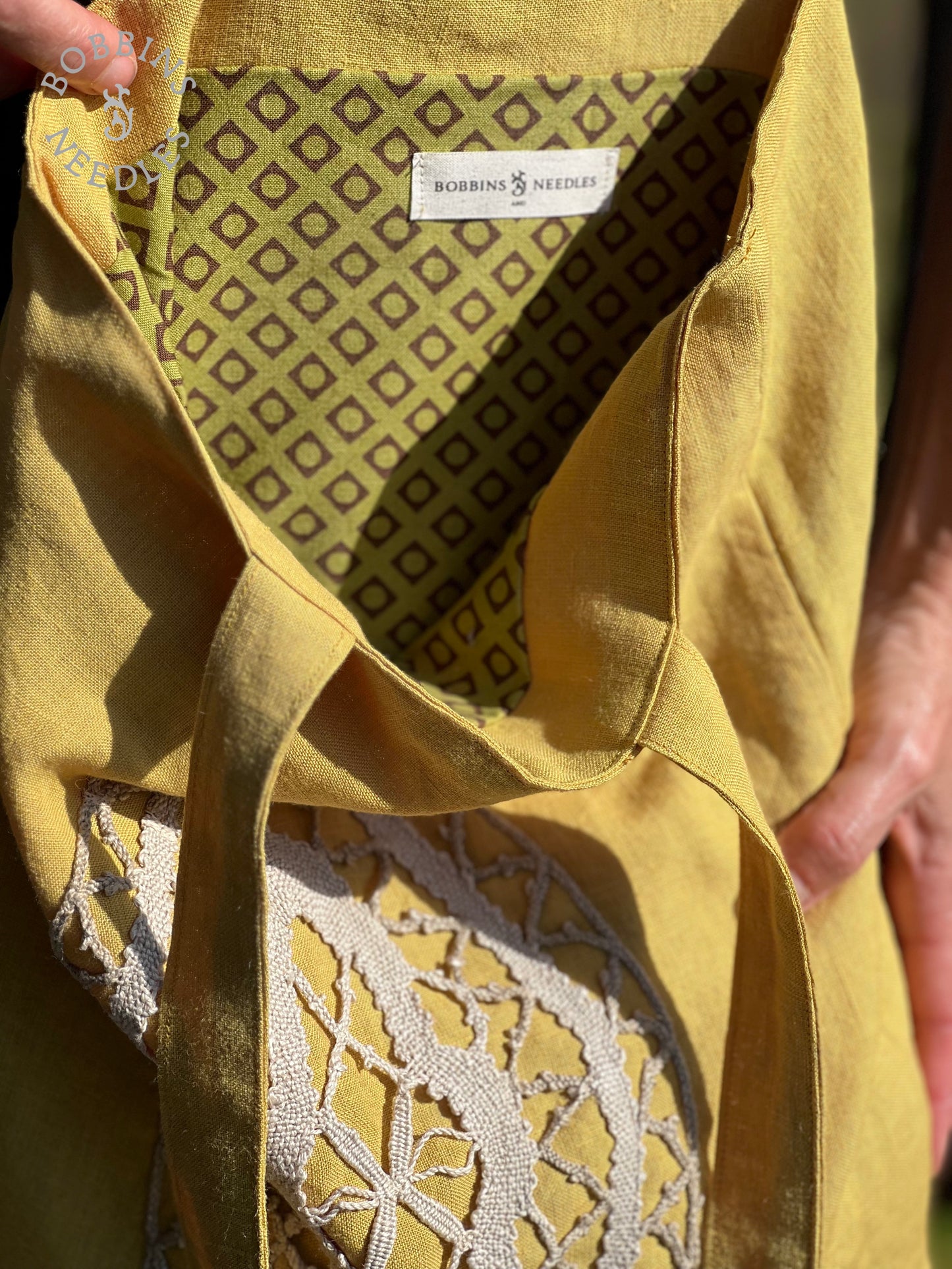 Linen Tote Bag | European Linen | Handmade | Mustard Yellow - Bobbins&Needles
