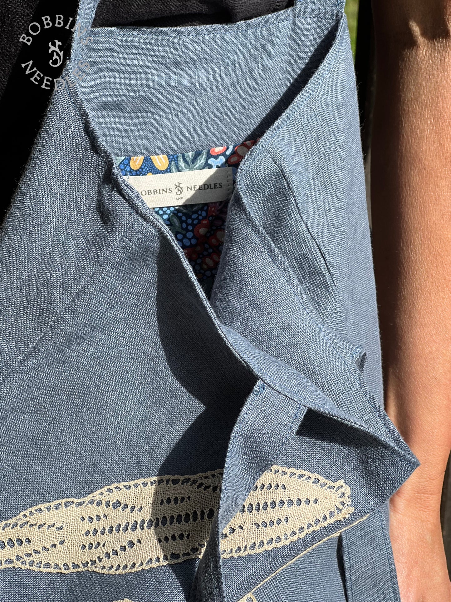 Linen Tote Bag | European Linen | Handmade Linen Lace - Bobbins&Needles