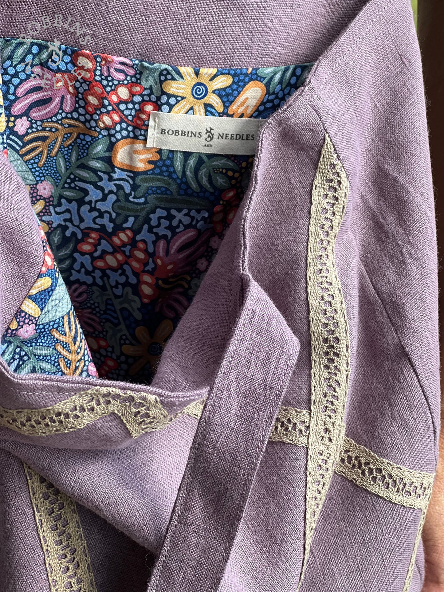 Linen Tote Bag | European Linen | Handmade | Soft Lilac - Bobbins&Needles