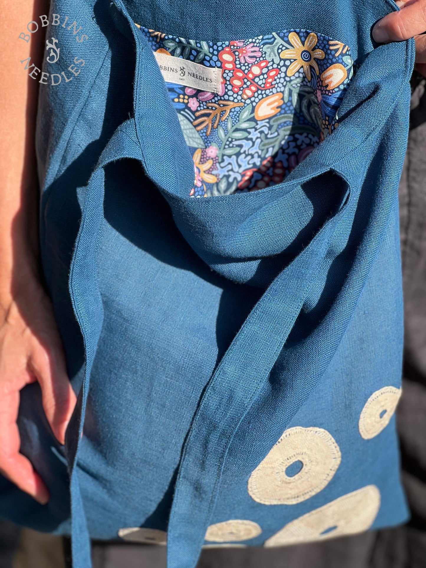 Linen Tote Bag | European Linen | Handmade French Lace - Bobbins&Needles