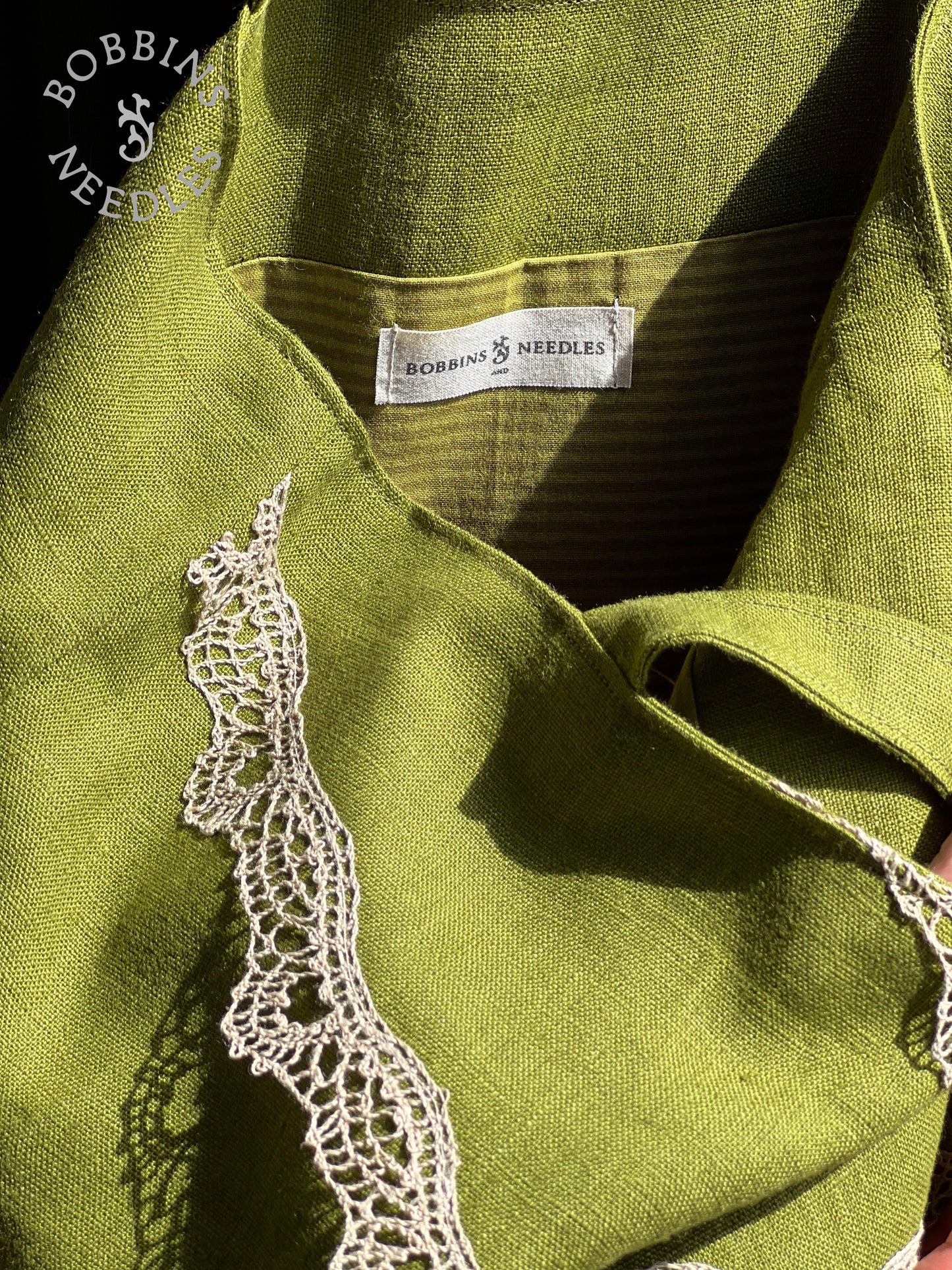 Linen Tote Bag | European Linen | Handmade | Moss Green - Bobbins&Needles