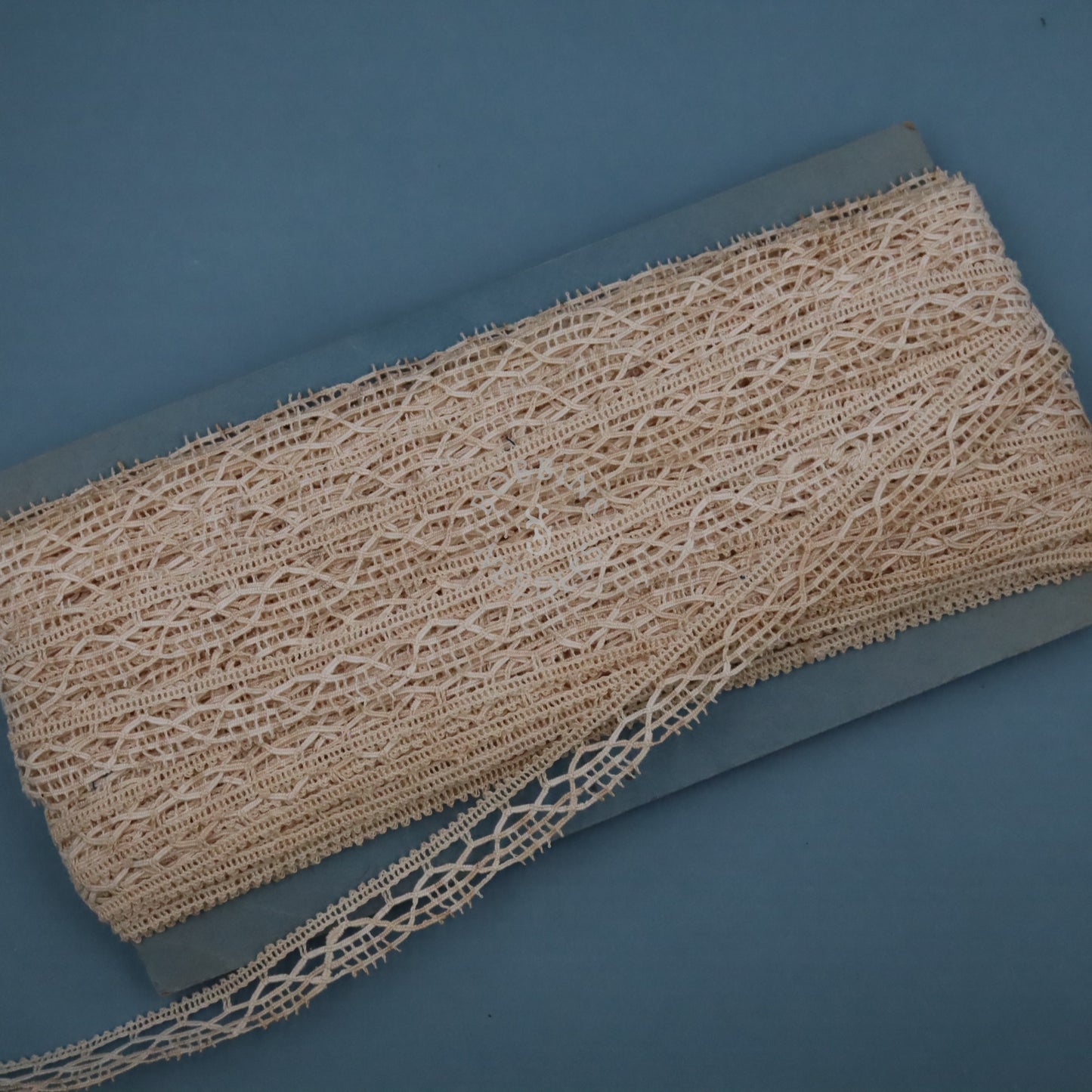 33m Cotton Bobbin Lace Border – Vintage French Geometric Openwork Trim
