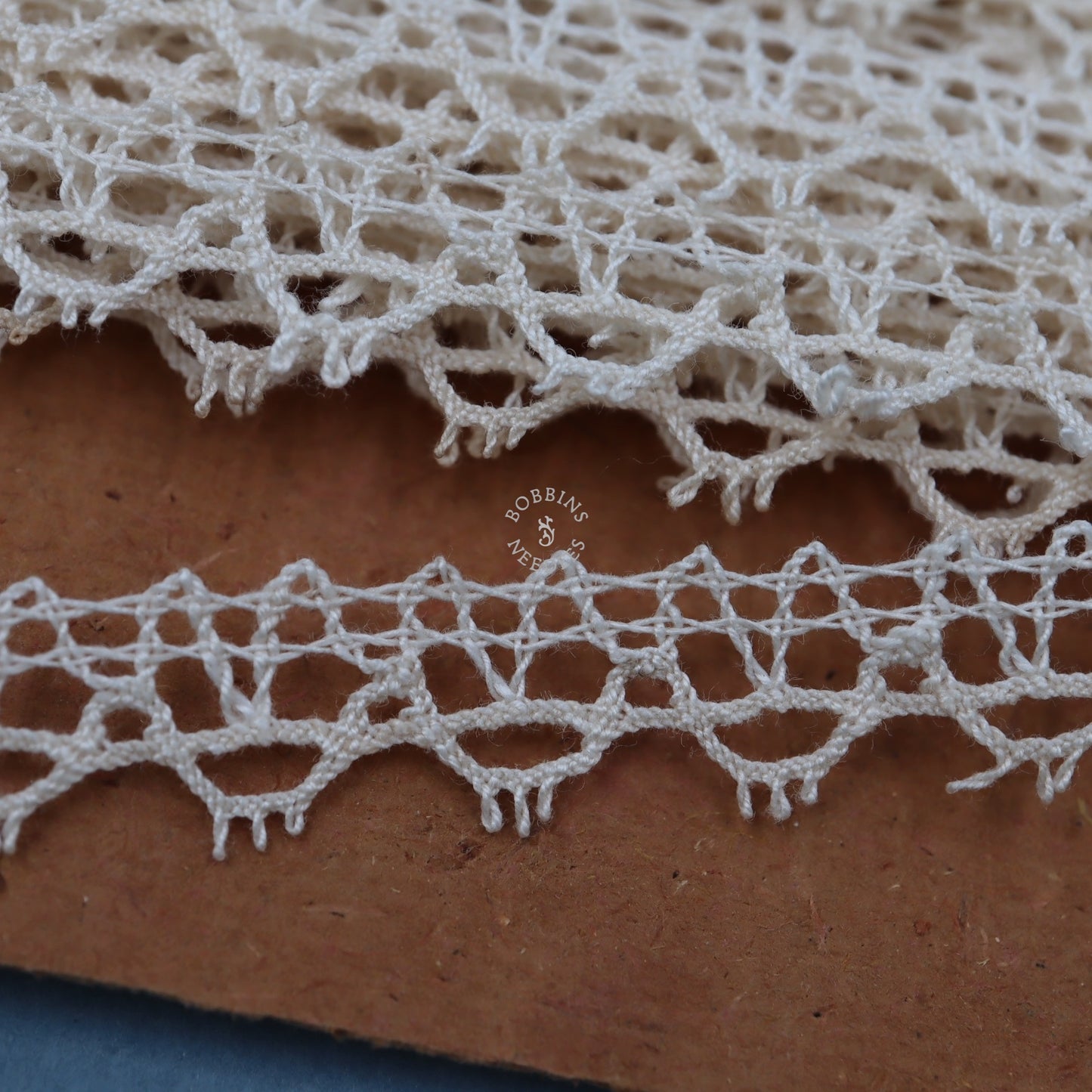 20m Cotton Bobbin Lace Border – Cream French Trim with Picot Edge