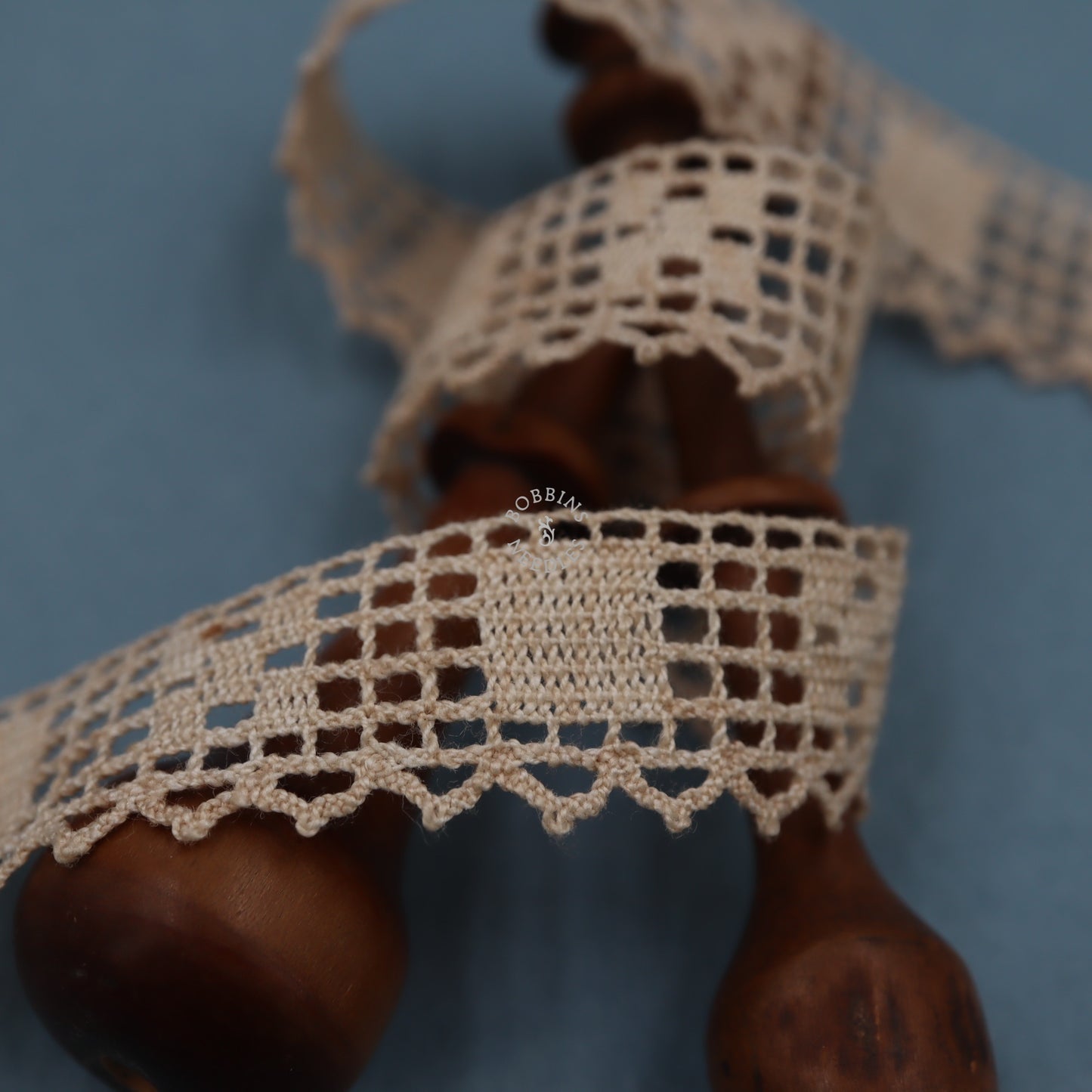 Cotton Bobbin Lace Border – Beige Geometric Edge