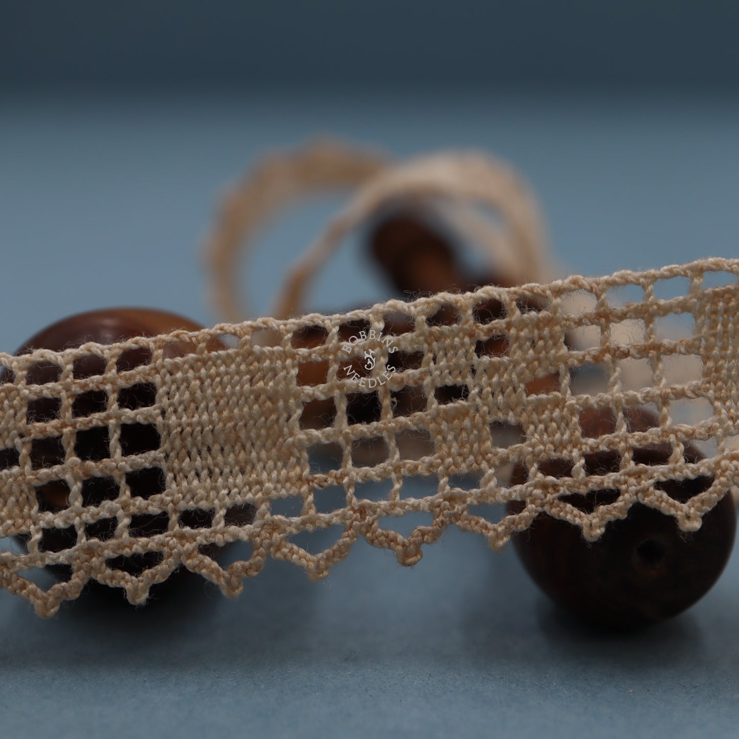 Cotton Bobbin Lace Border – Beige Geometric Edge