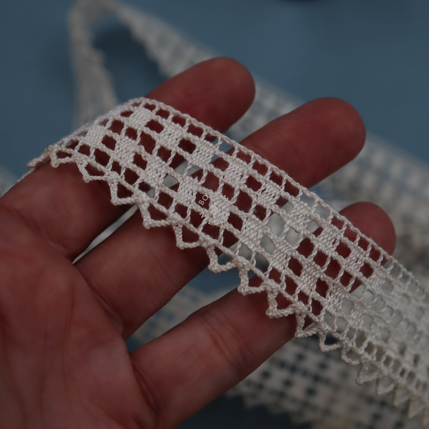 French Vintage Lace Border – Cotton Geometric Edge