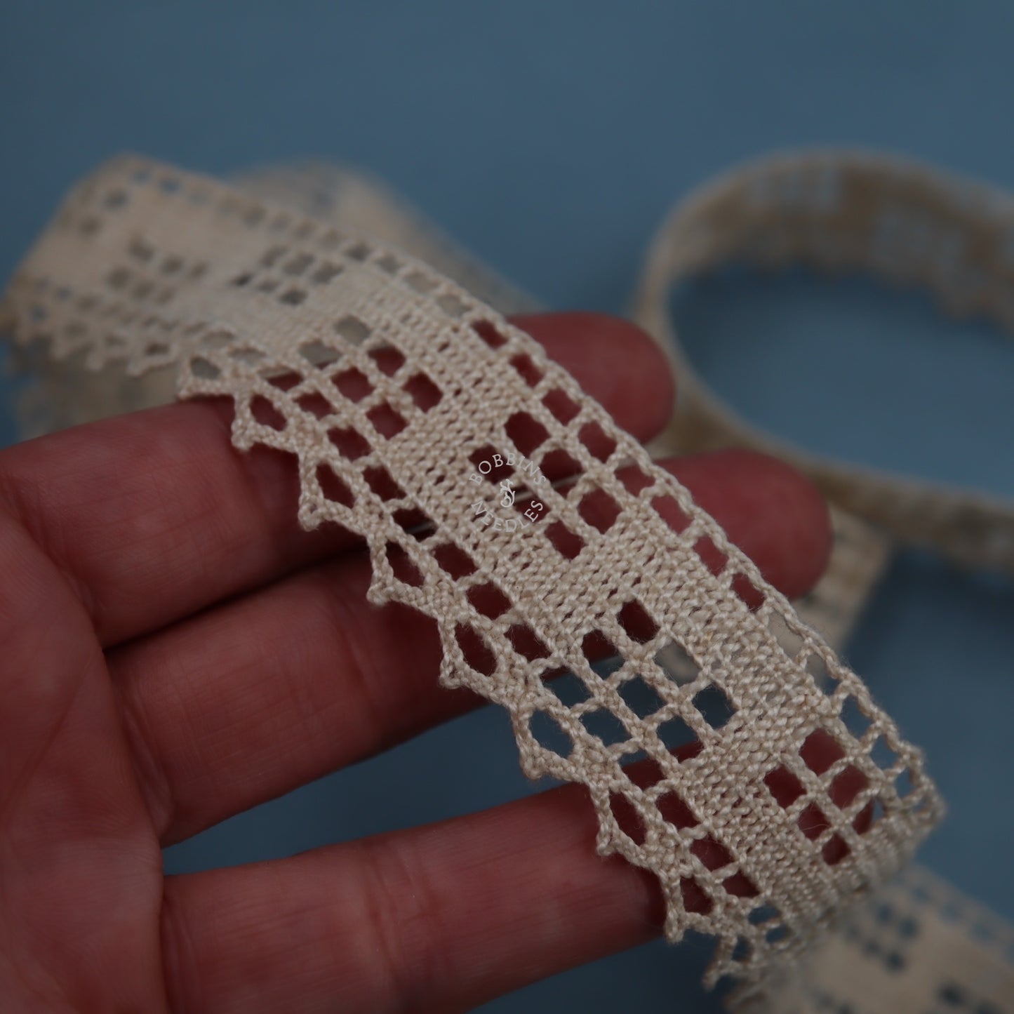 Cotton Lace Border – Vintage Trim with Geometric Edge