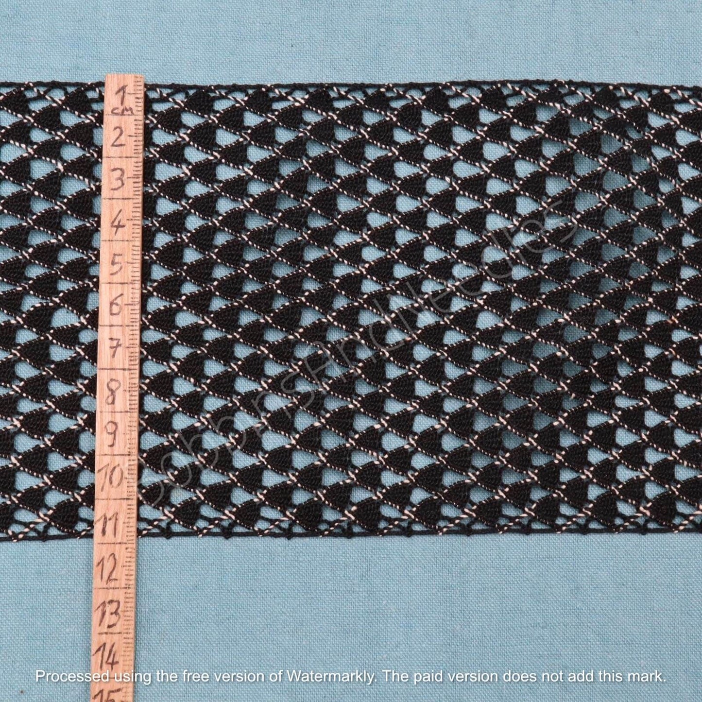 Vintage Black Lace Trim - Wide Insertion Cotton Bobbin Lace