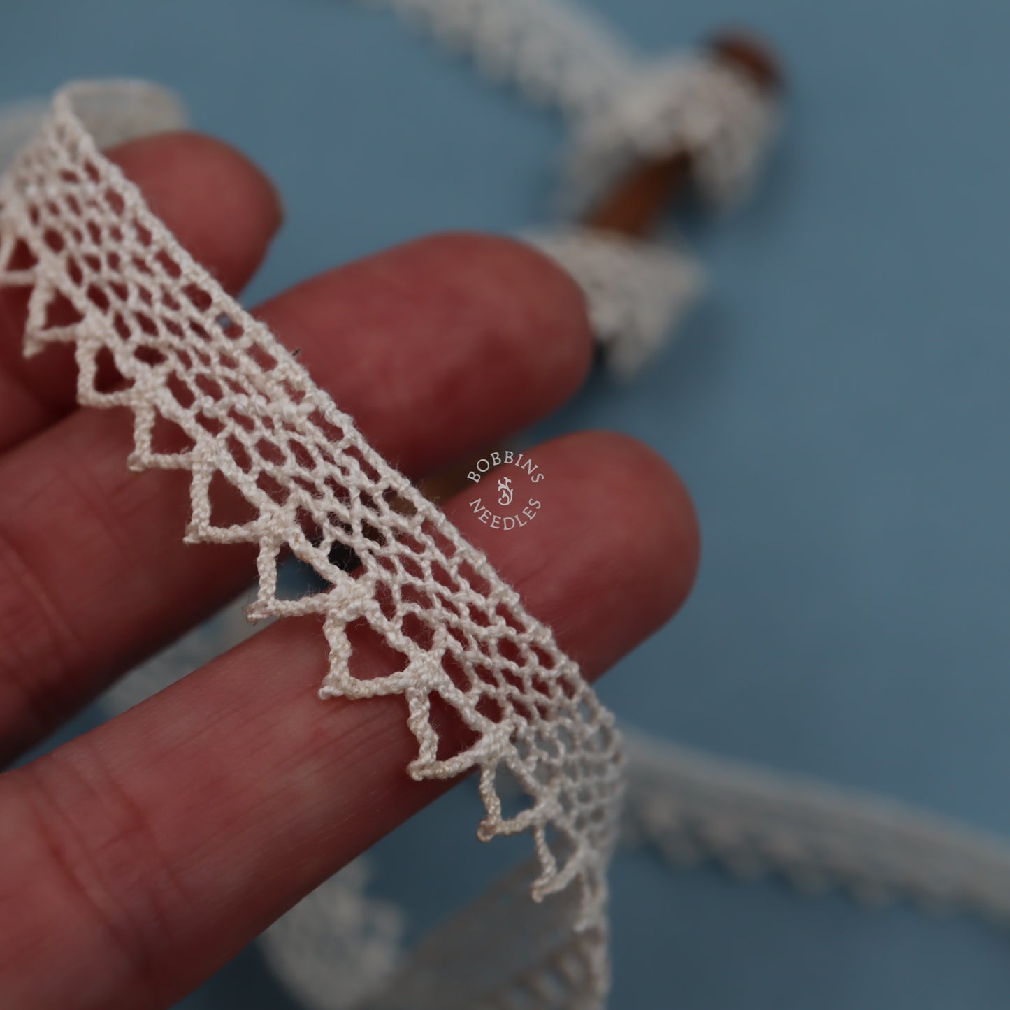 5m Cotton Lace Border – Narrow Vintage French Trim Triangular Picot Edge