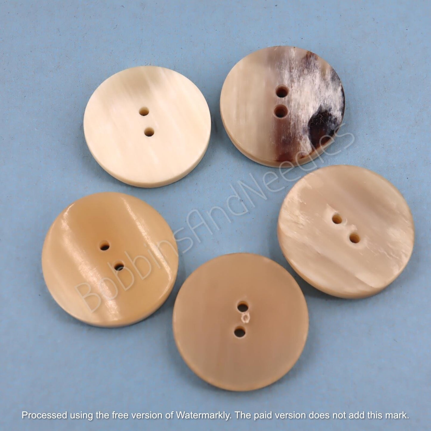 Set of 5 Mock Horn Buttons Ø 27 mm Vintage Galalith