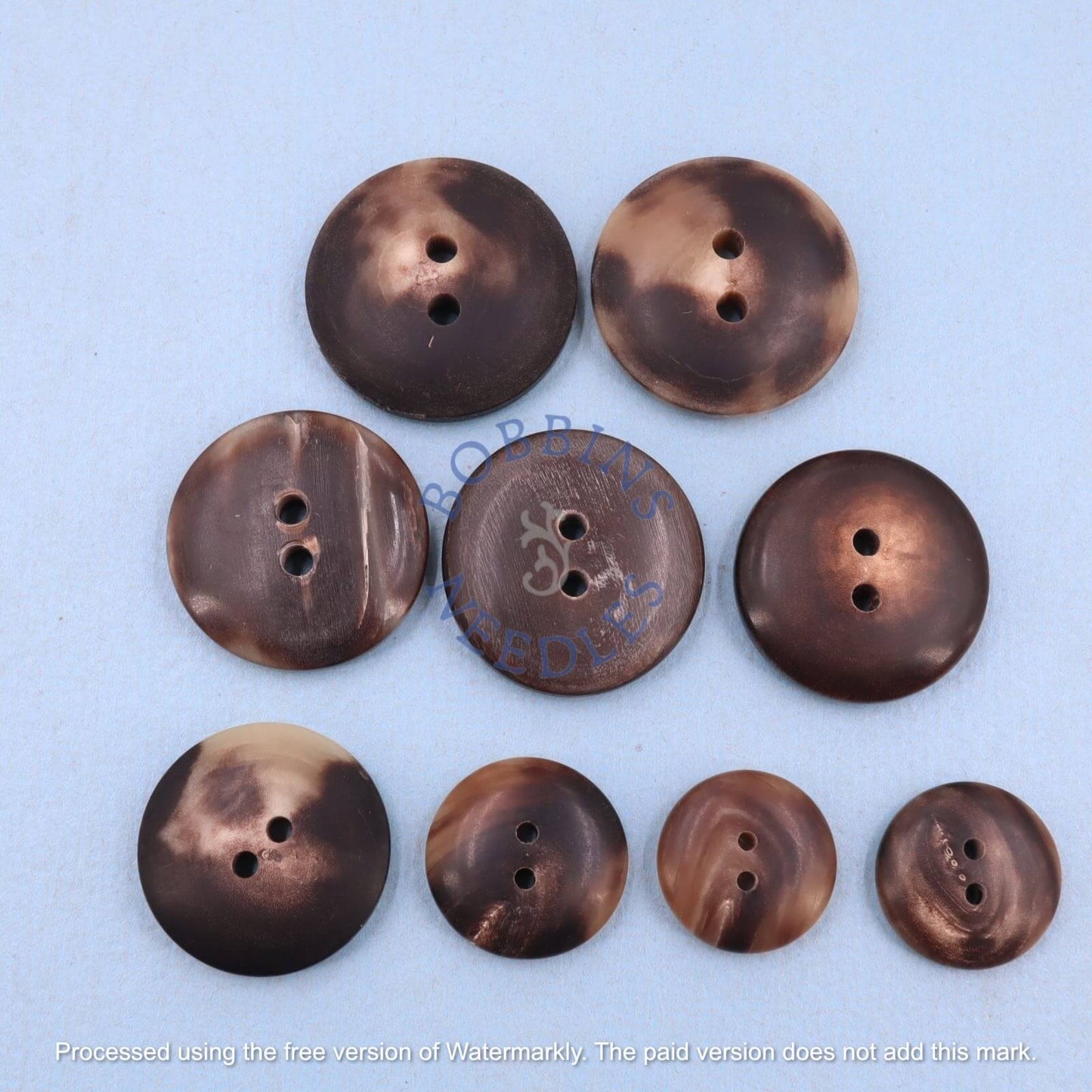 Set of 9 Vintage Mock Horn Buttons with Sew-Through Area