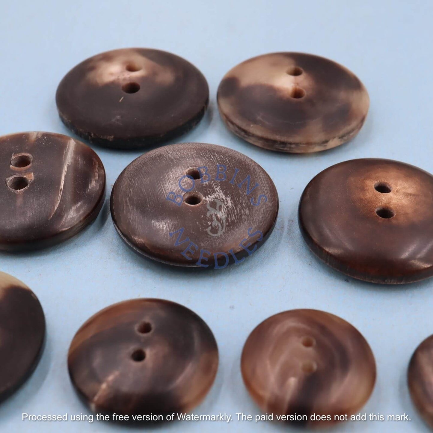 Set of 9 Vintage Mock Horn Buttons with Sew-Through Area