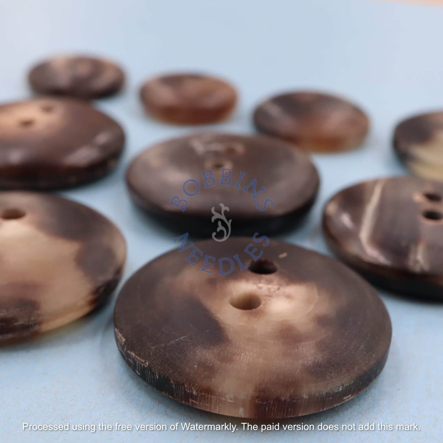 Set of 9 Vintage Mock Horn Buttons with Sew-Through Area