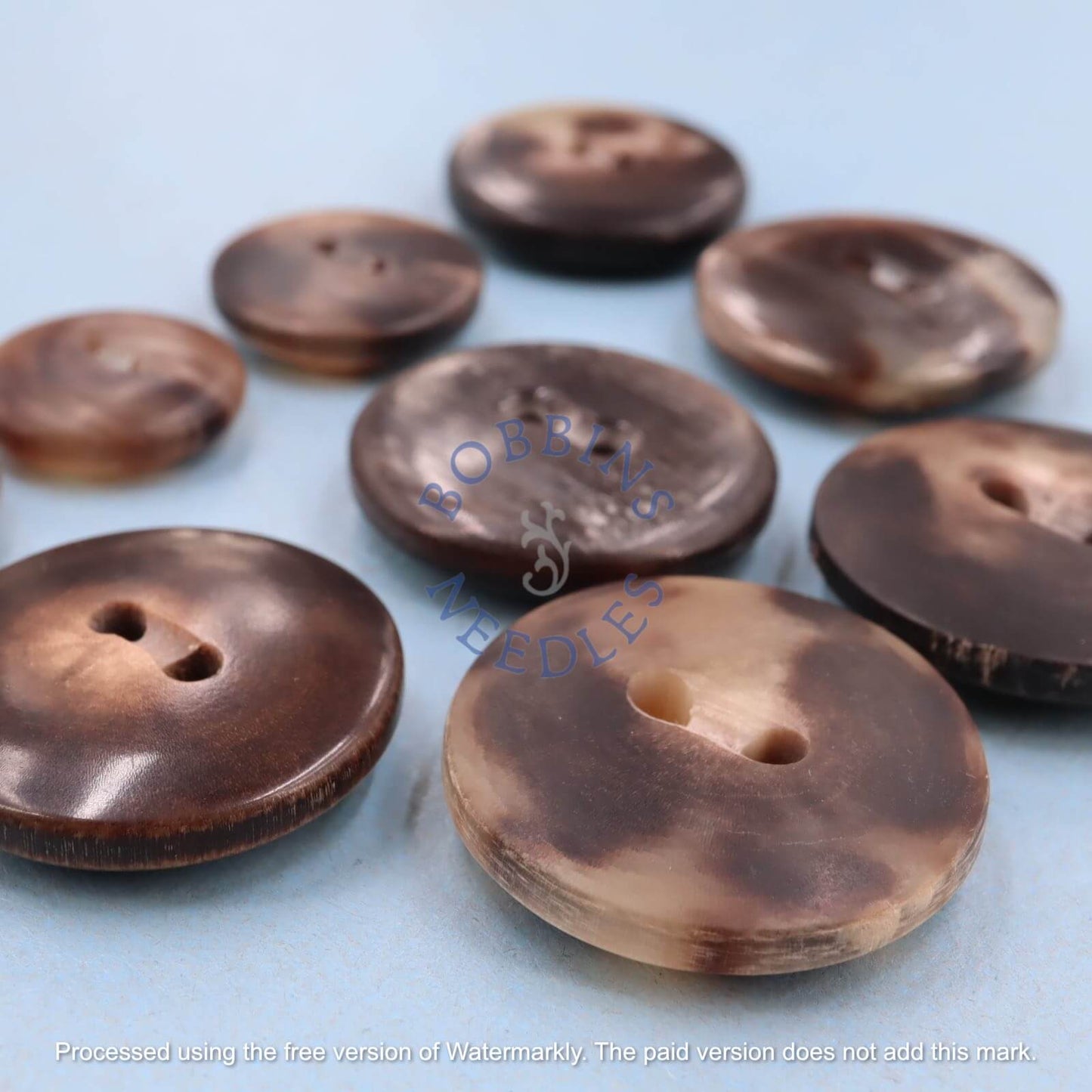 Set of 9 Vintage Mock Horn Buttons with Sew-Through Area