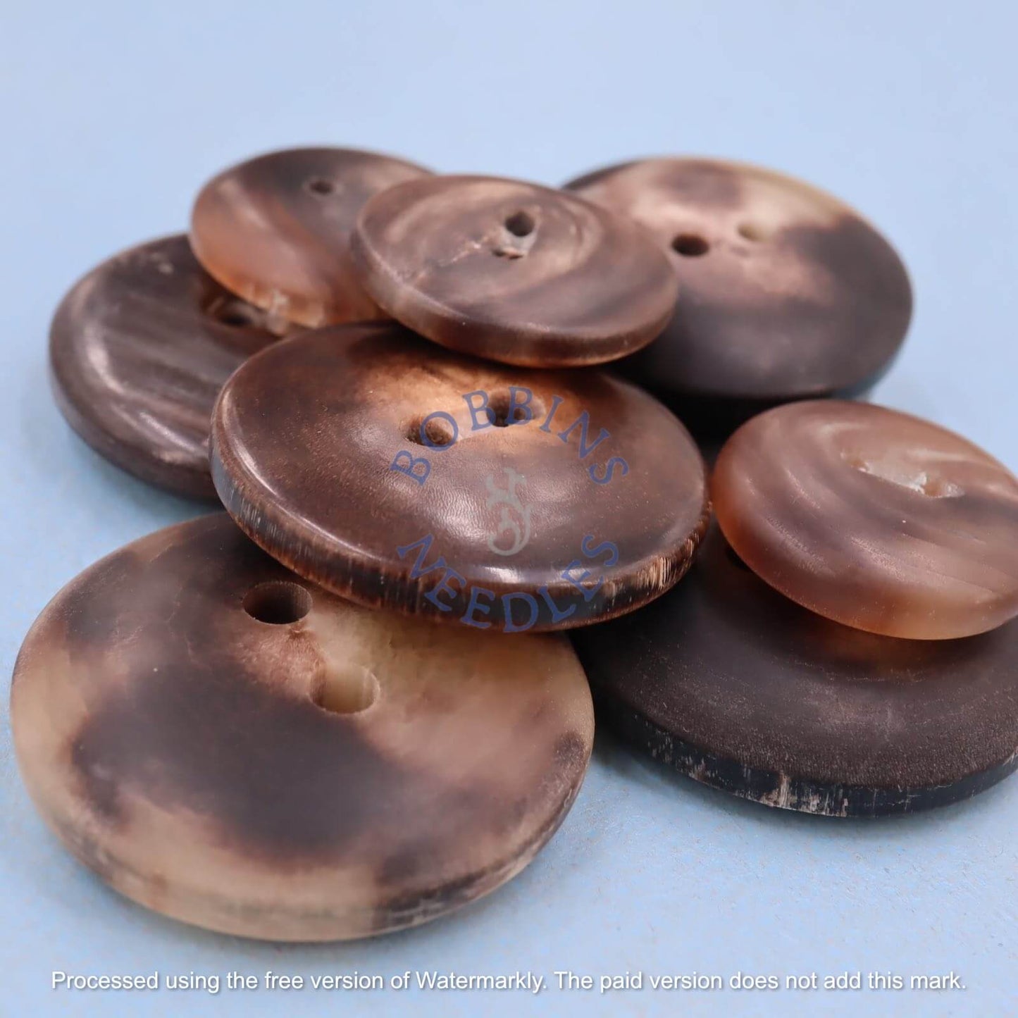 Set of 9 Vintage Mock Horn Buttons with Sew-Through Area