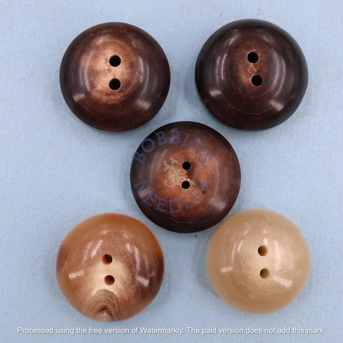 Set of 5 Vintage Mock Horn Buttons - Domed Mixed Thickness - Bobbins&Needles