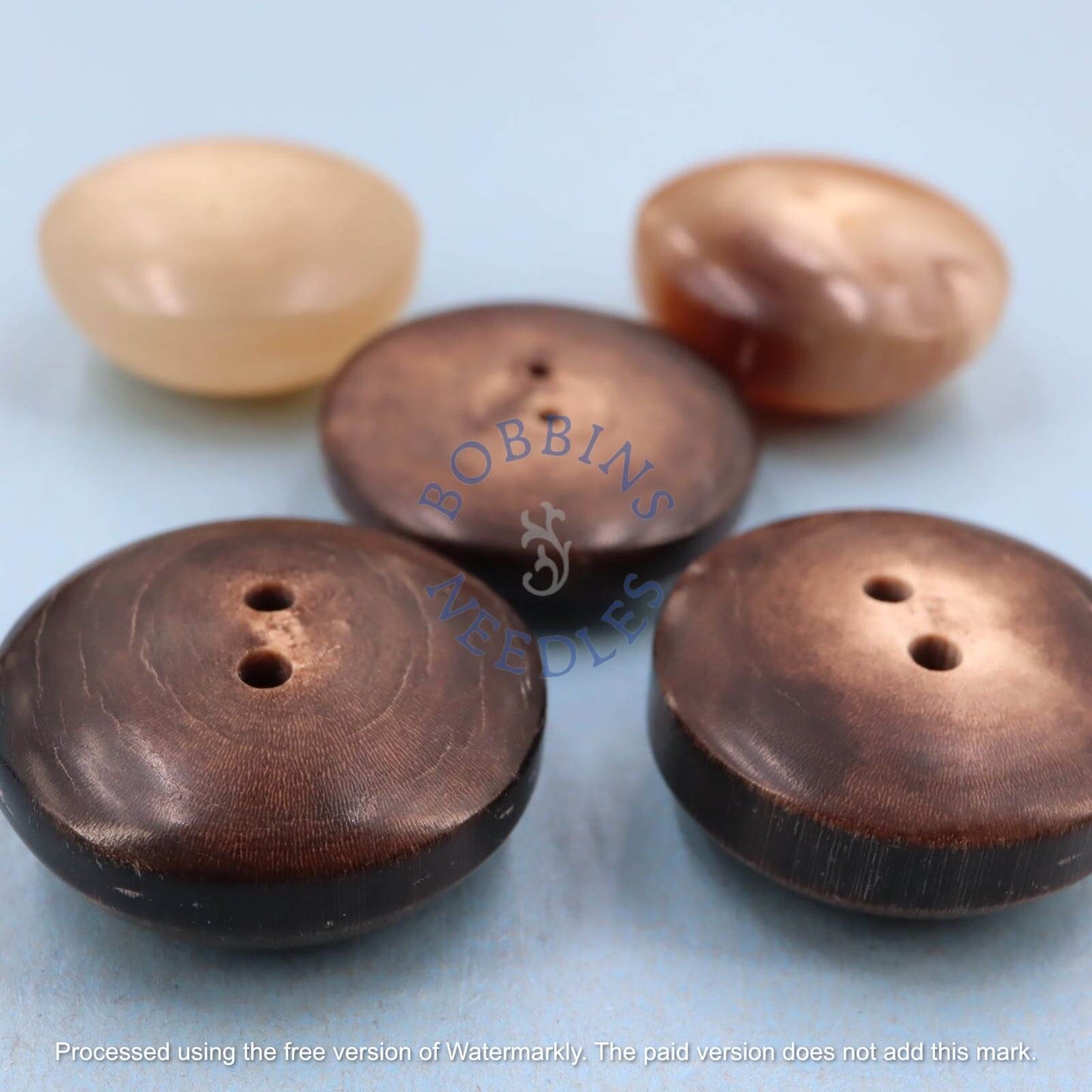 Set of 5 Vintage Mock Horn Buttons - Domed Mixed Thickness - Bobbins&Needles