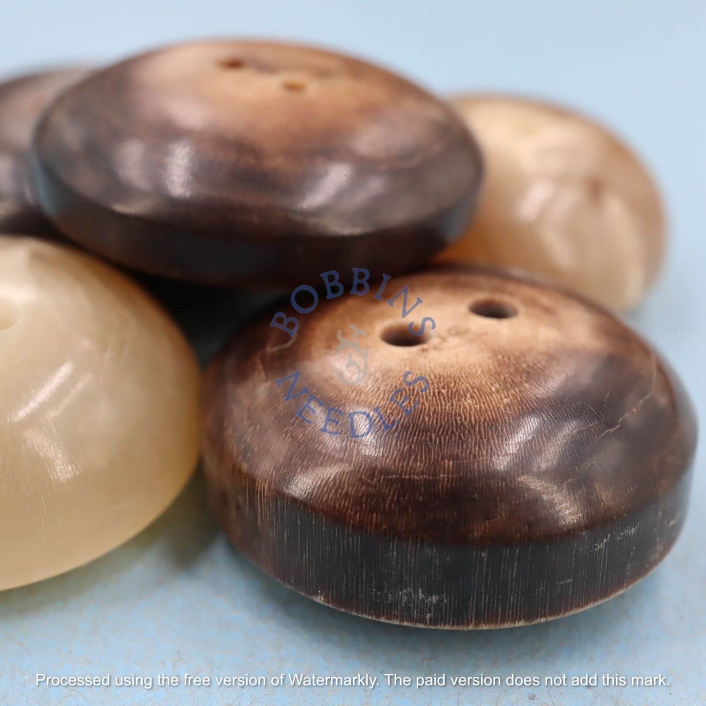 Set of 5 Vintage Mock Horn Buttons - Domed Mixed Thickness - Bobbins&Needles