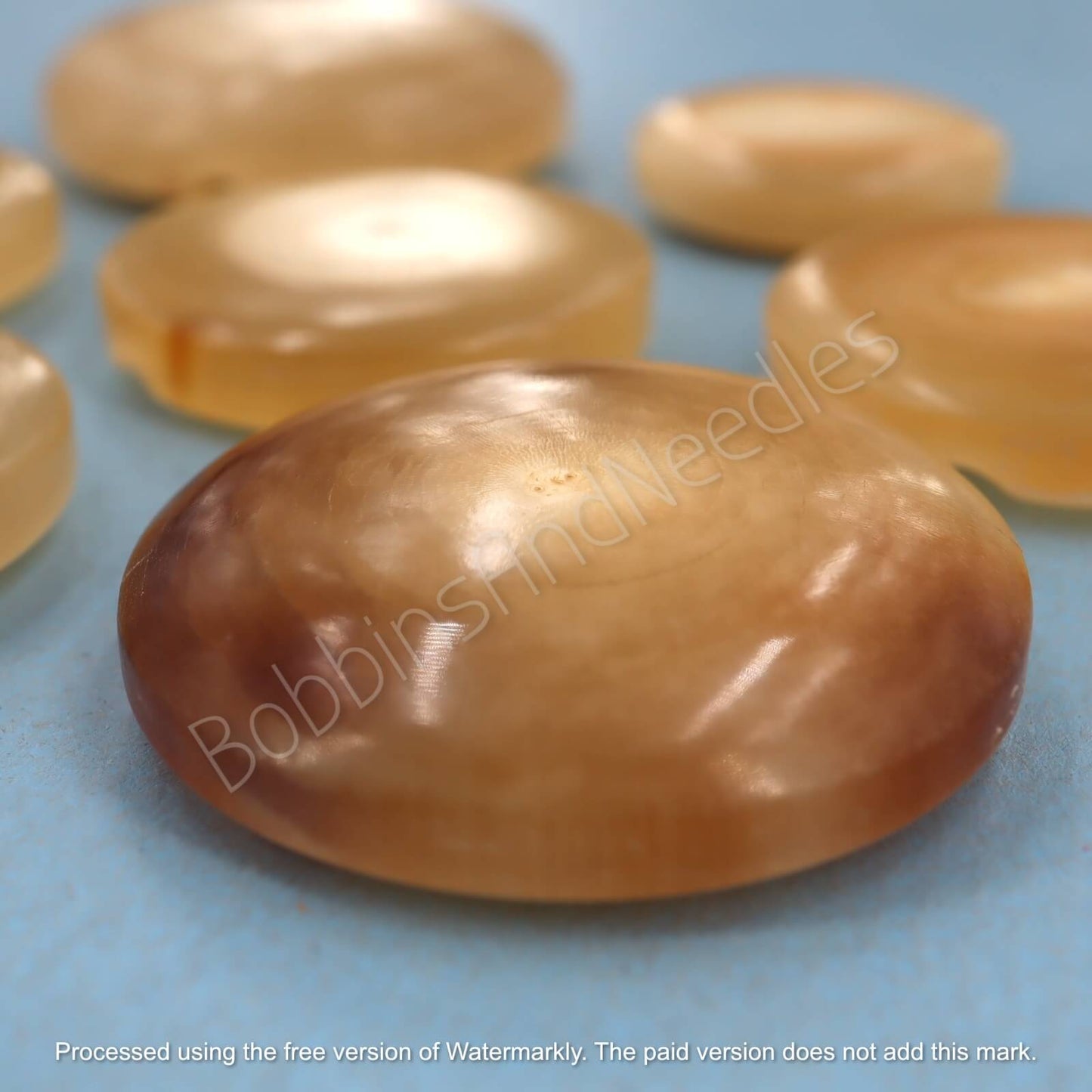 Set of 7 Mock Horn Buttons - Vintage Galalith Caramel Tones