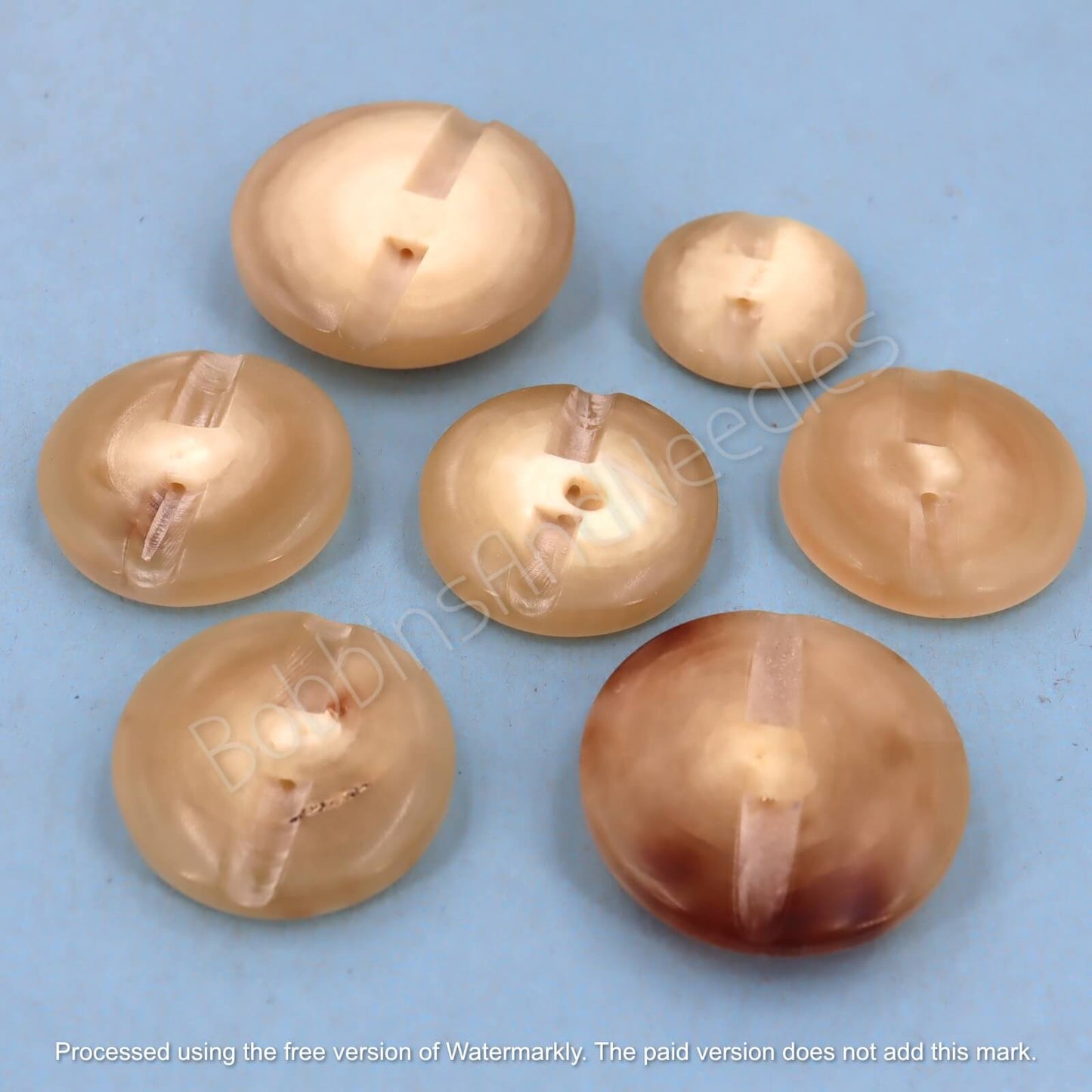 Set of 7 Mock Horn Buttons - Vintage Galalith Caramel Tones