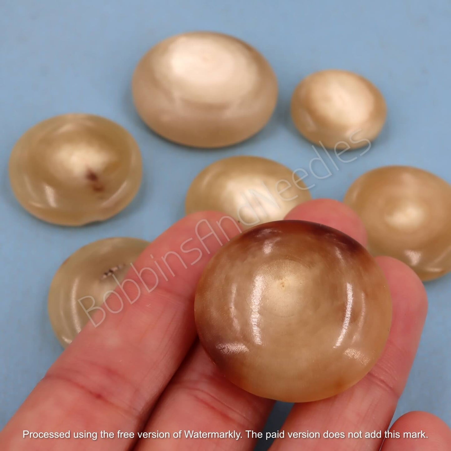 Set of 7 Mock Horn Buttons - Vintage Galalith Caramel Tones