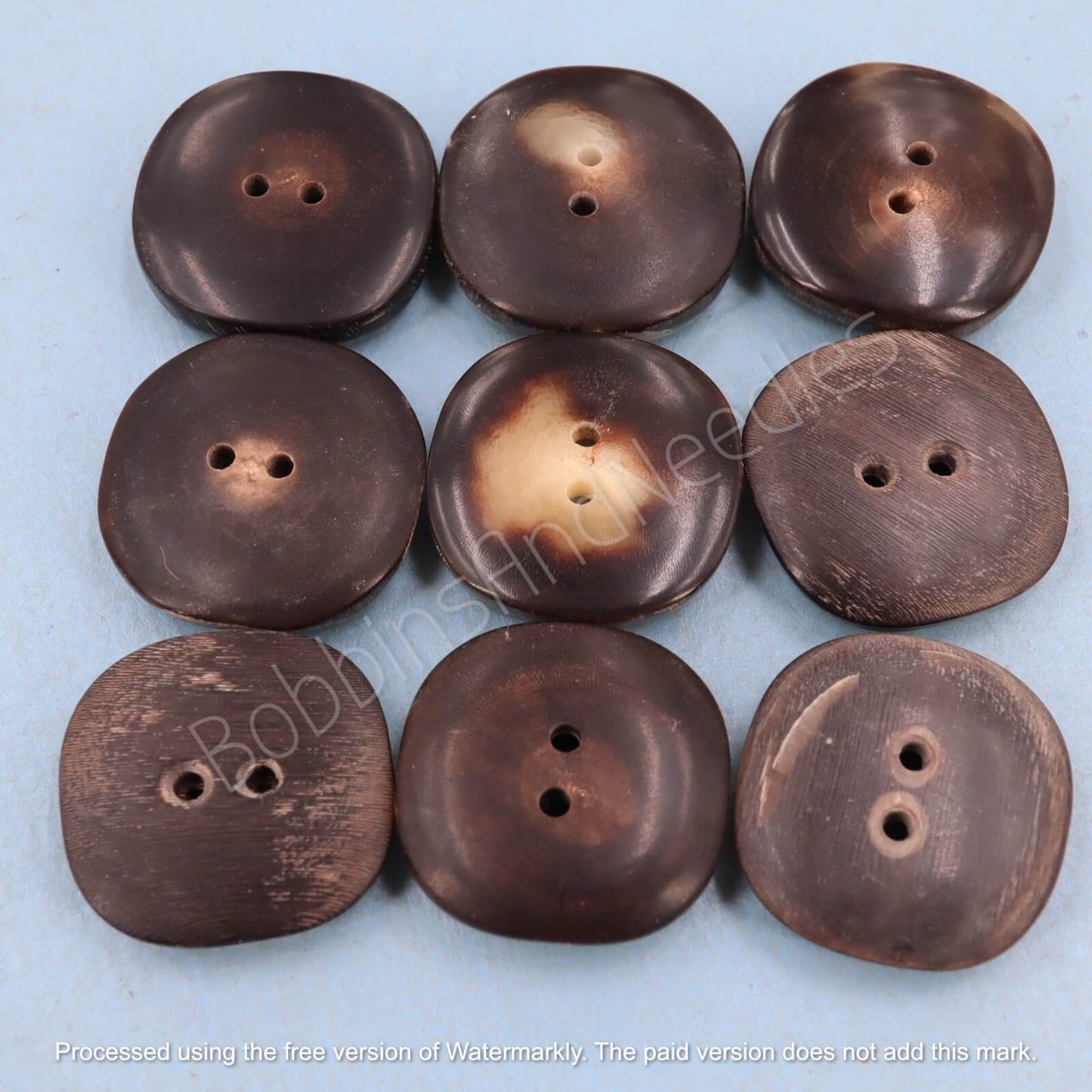 Set of 9 Mock Horn Buttons Ø 21 mm Vintage Galalith Button