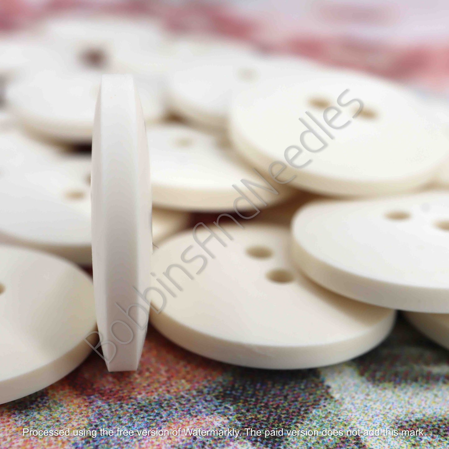 Set of 10 Vintage Casein Buttons Ø 20mm Soft Creamy Finish Two-Hole Design - Bobbins&Needles