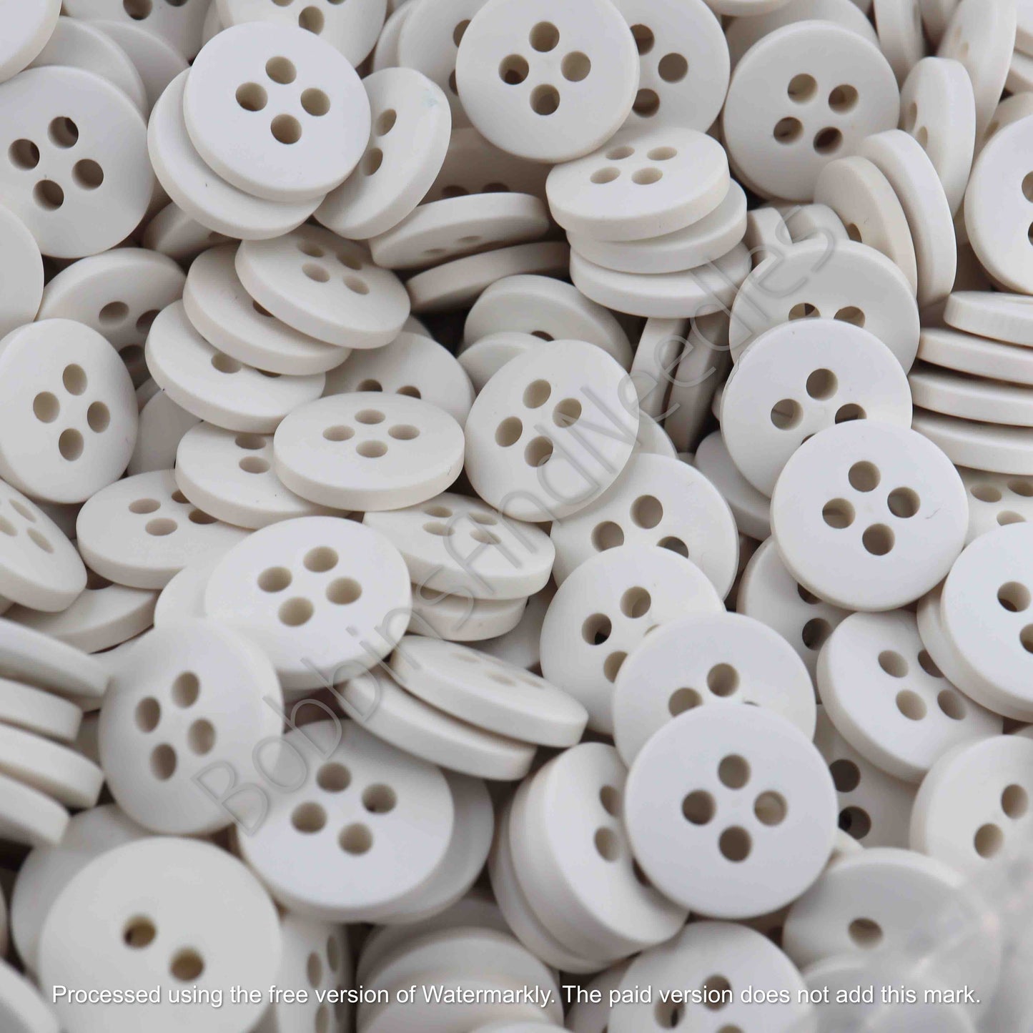 Set of 30 Small Vintage Casein Buttons Ø 11mm White 4-Hole Design - Bobbins&Needles