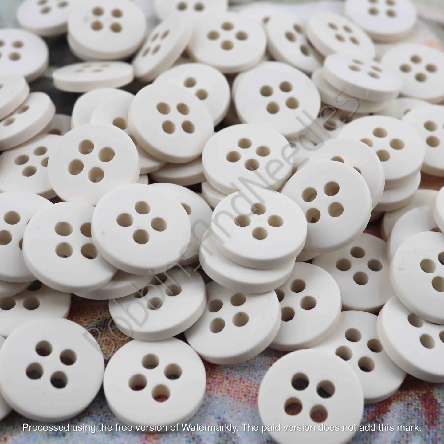Set of 30 Small Vintage Casein Buttons Ø 11mm White 4-Hole Design - Bobbins&Needles