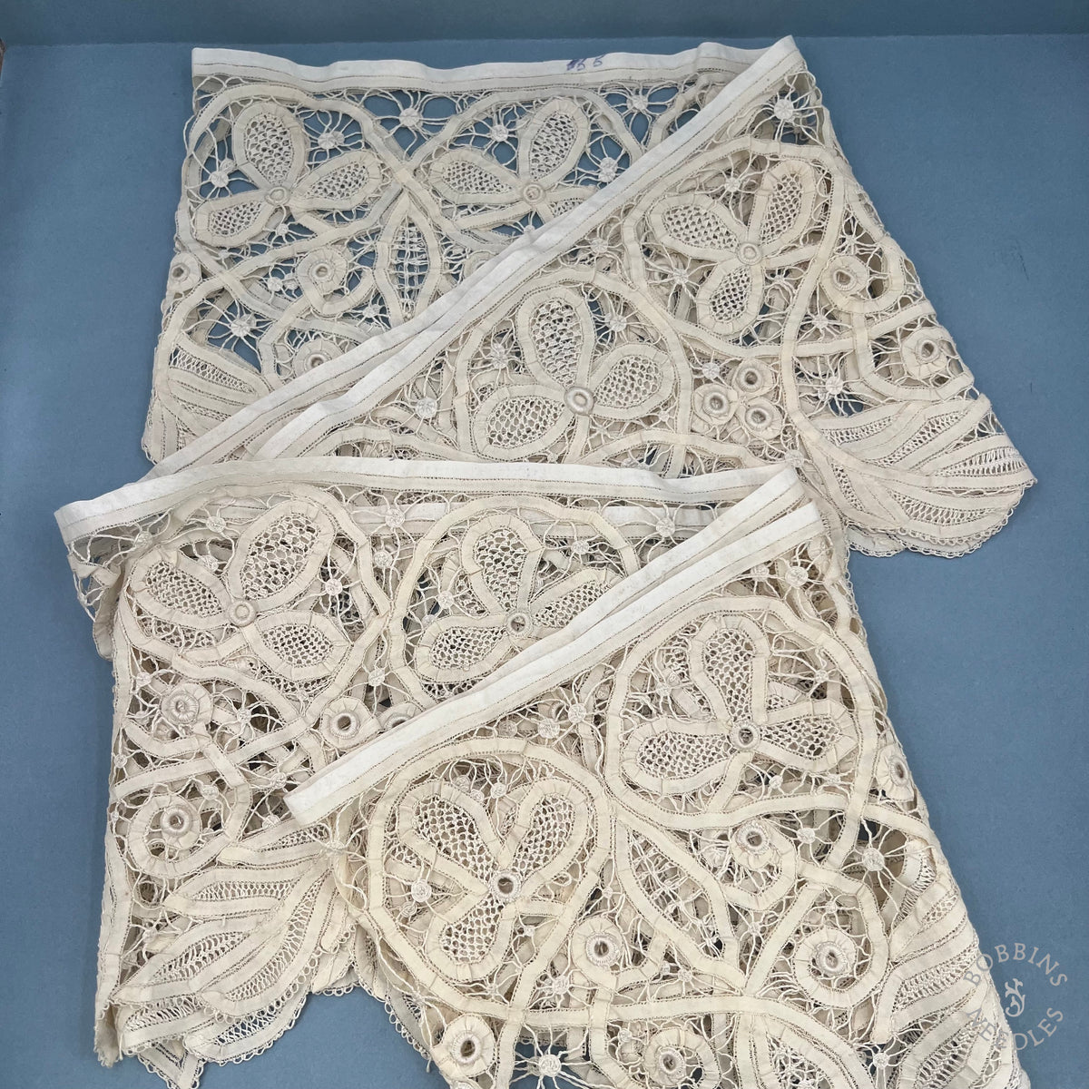 Antique Handmade Renaissance Tape Lace Border – 260 × 24 cm