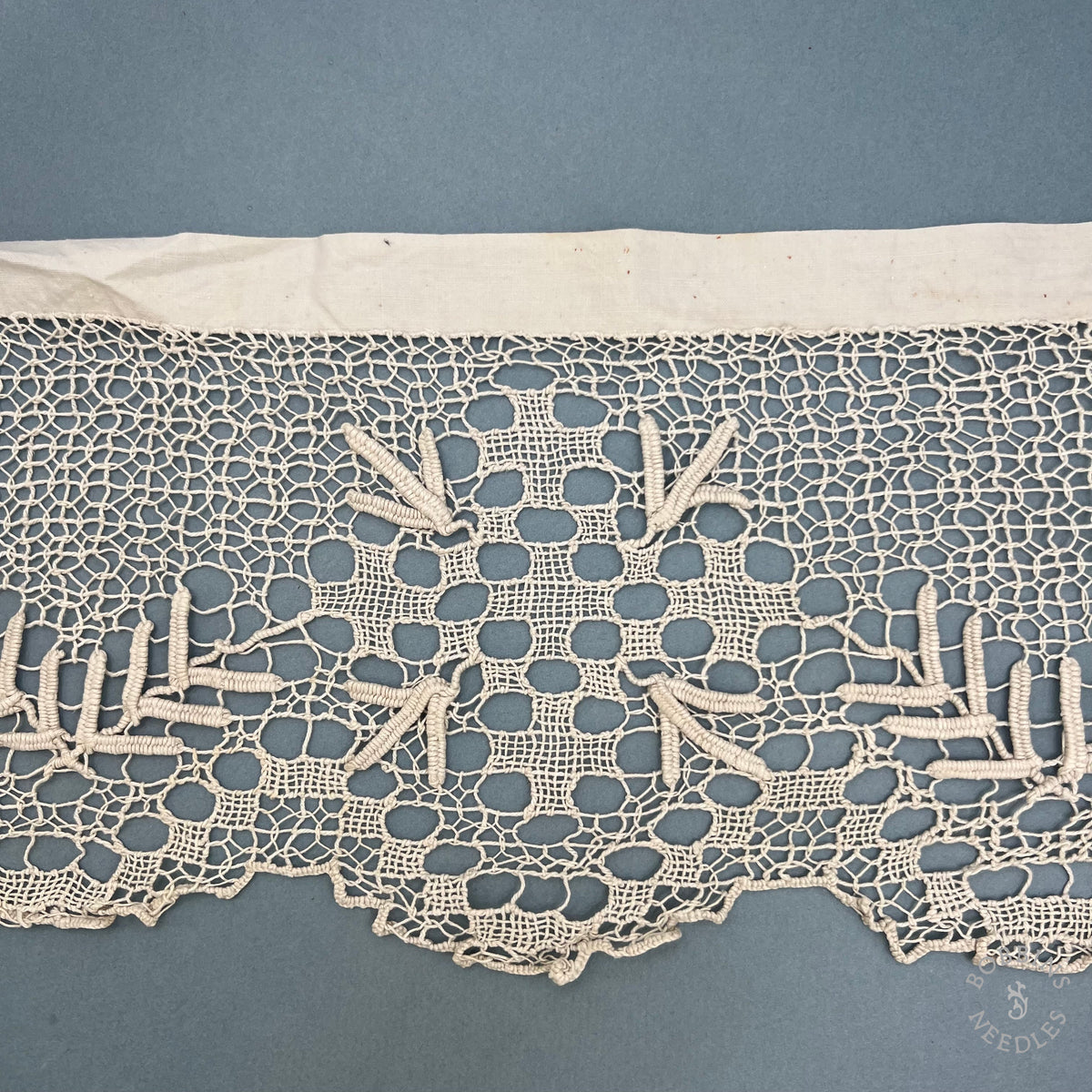 Antique Handmade Embroidered Net Lace Altar Border – 275 × 20 cm