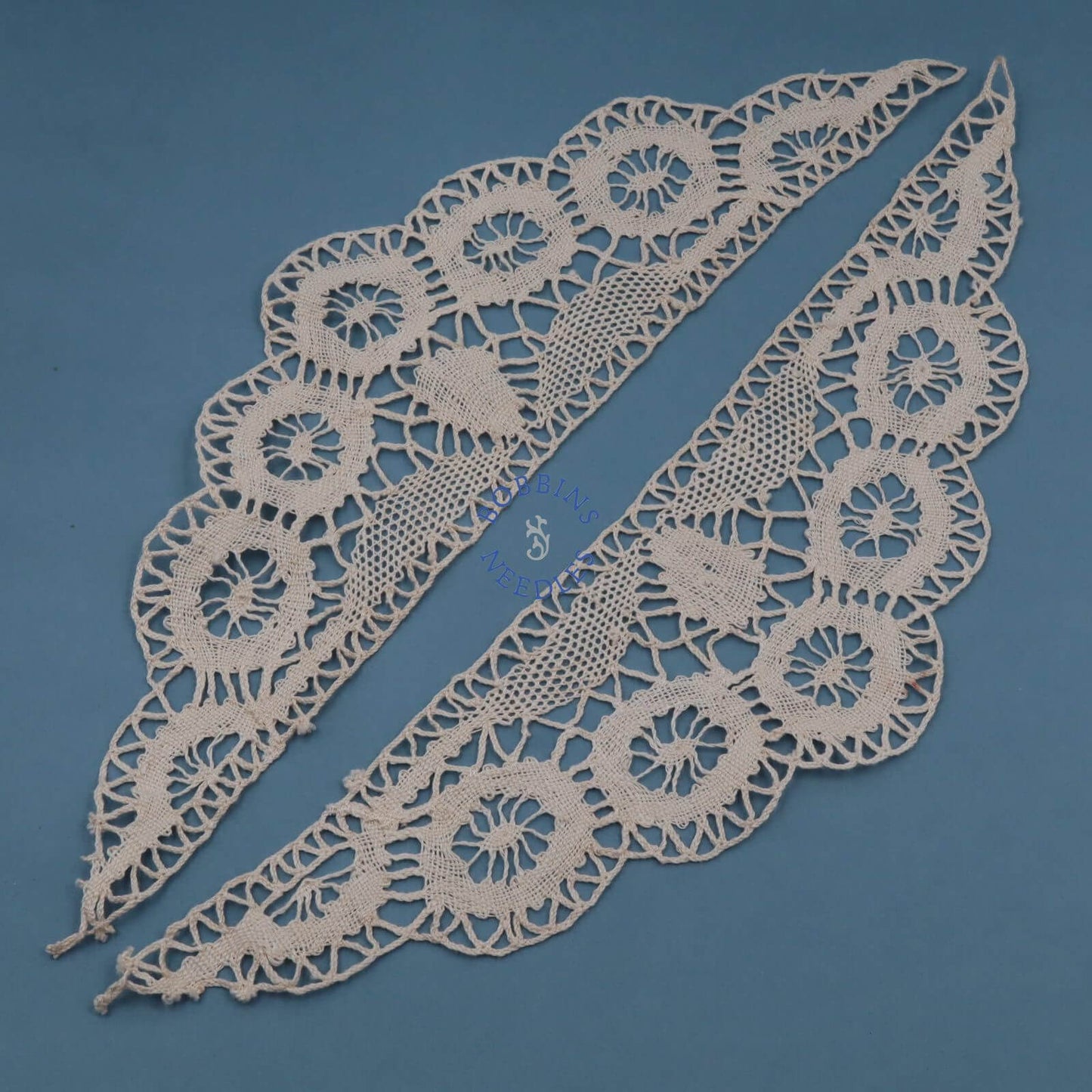 Lace Inserts Handmade in France - Linen Scalloped Circular Motifs