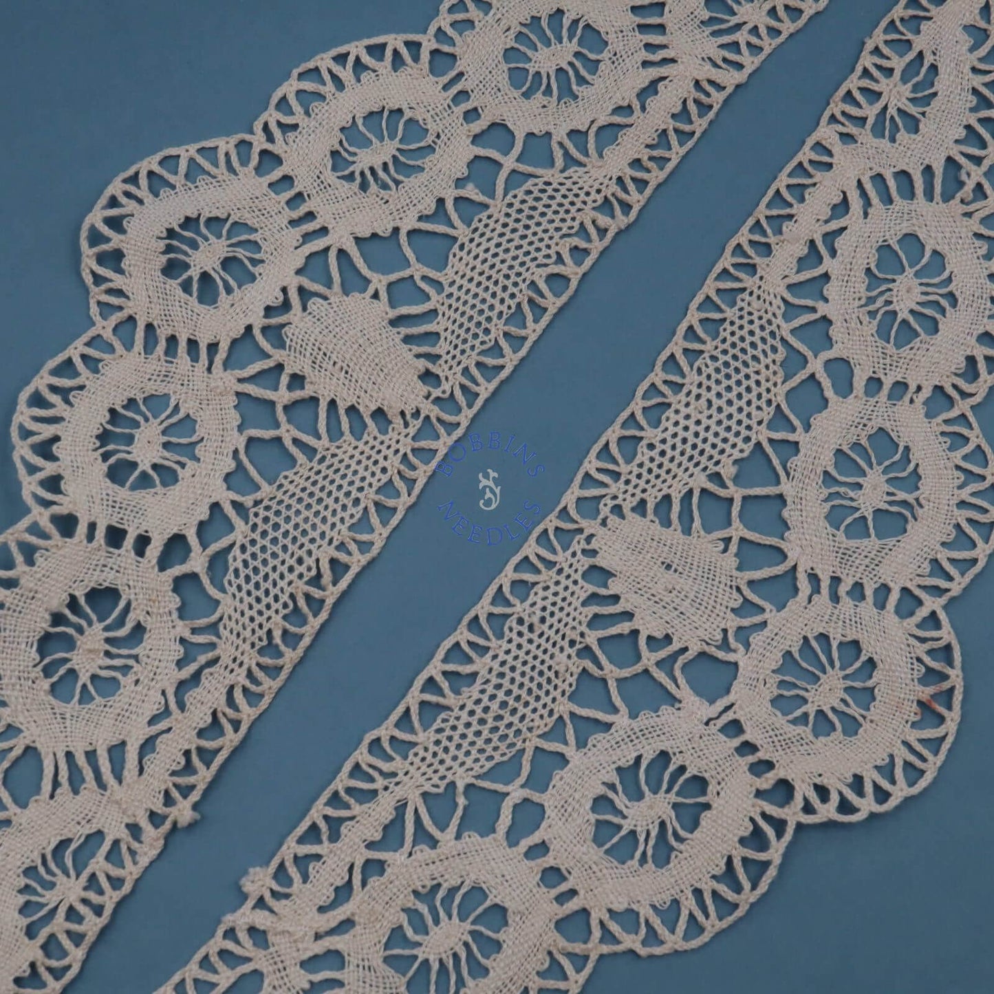 Lace Inserts Handmade in France - Linen Scalloped Circular Motifs