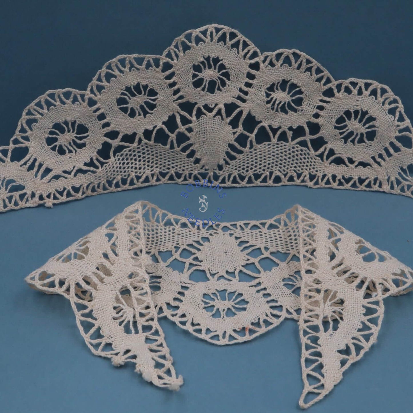 Lace Inserts Handmade in France - Linen Scalloped Circular Motifs