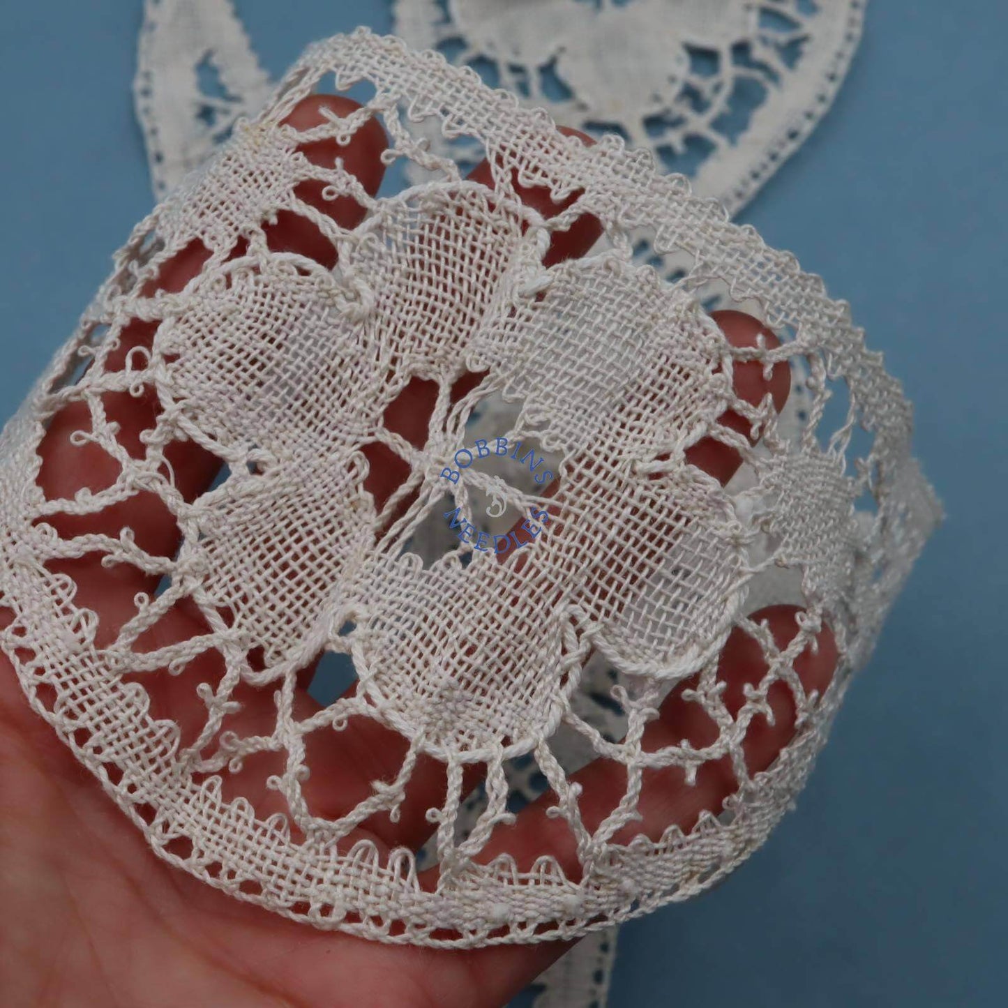 Set of 2 Handmade Linen Lace Inserts – Floral Motifs