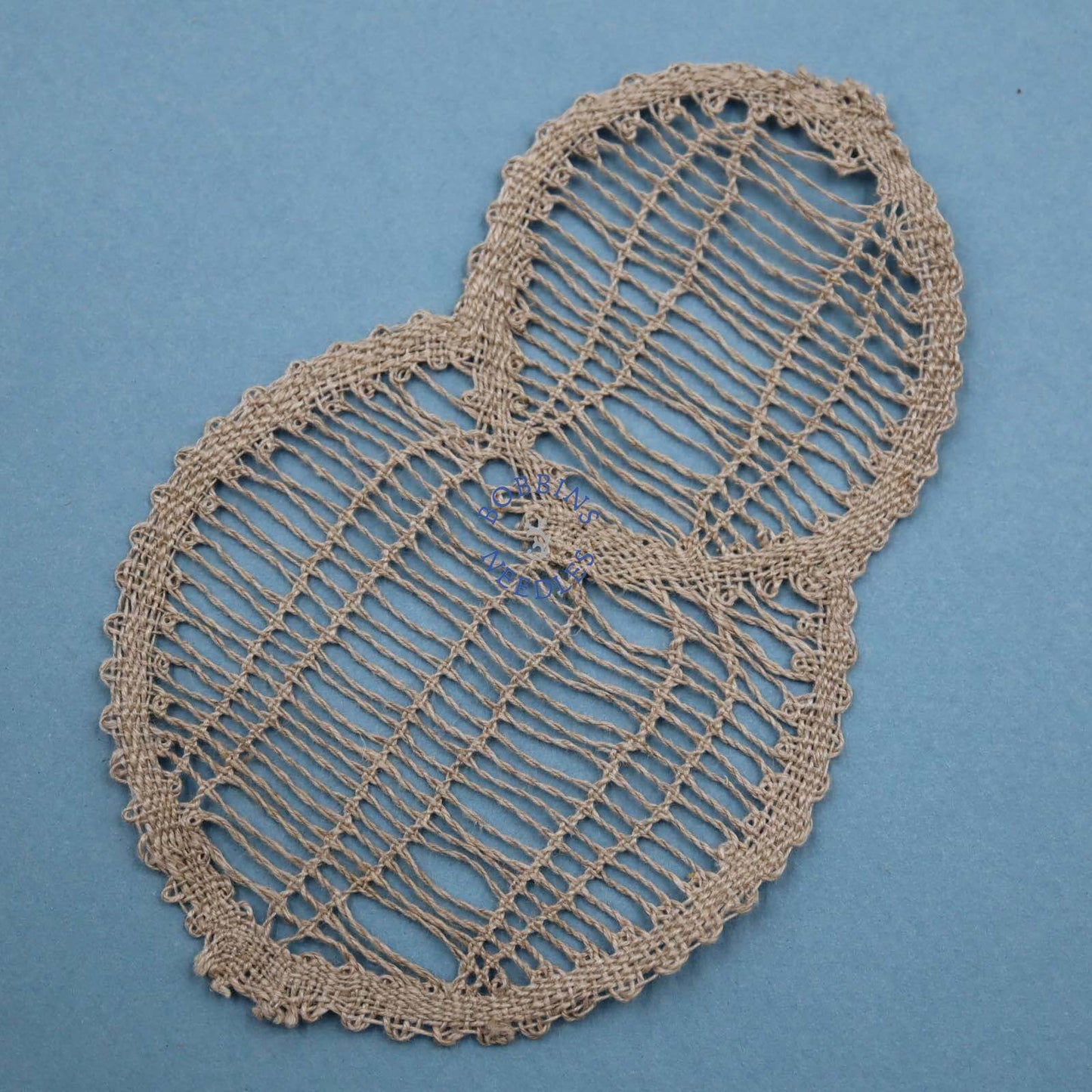 Set of Handmade Linen Lace Appliques – Double Circle Shape Motif