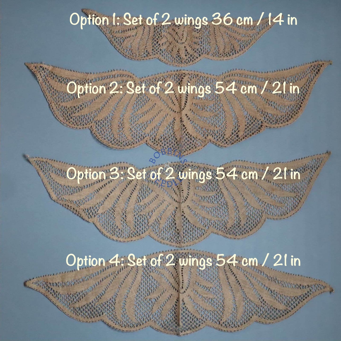 Set of 2 Wing Shape Inserts - Handmade Linen Bobbin Lace