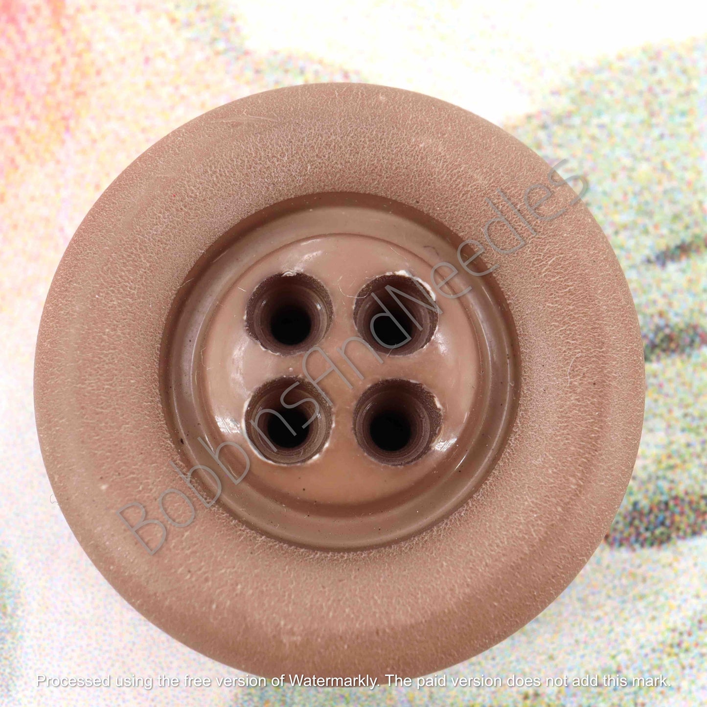 Set of 4 Vintage Casein Buttons Ø 27mm Brown Four-Hole Design - Bobbins&Needles