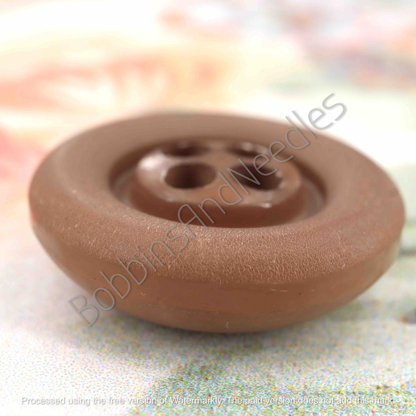 Set of 4 Vintage Casein Buttons Ø 27mm Brown Four-Hole Design - Bobbins&Needles