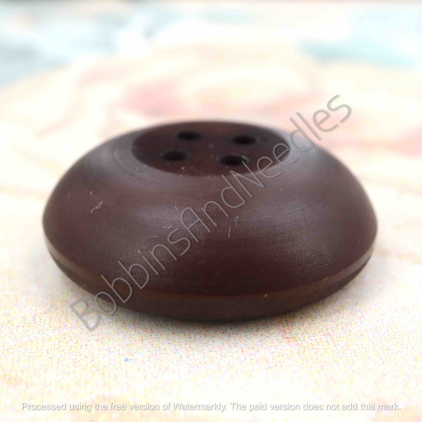 Set of 2 Casein Buttons Ø 27mm Chocolate Brown Four-Hole Design - Bobbins&Needles