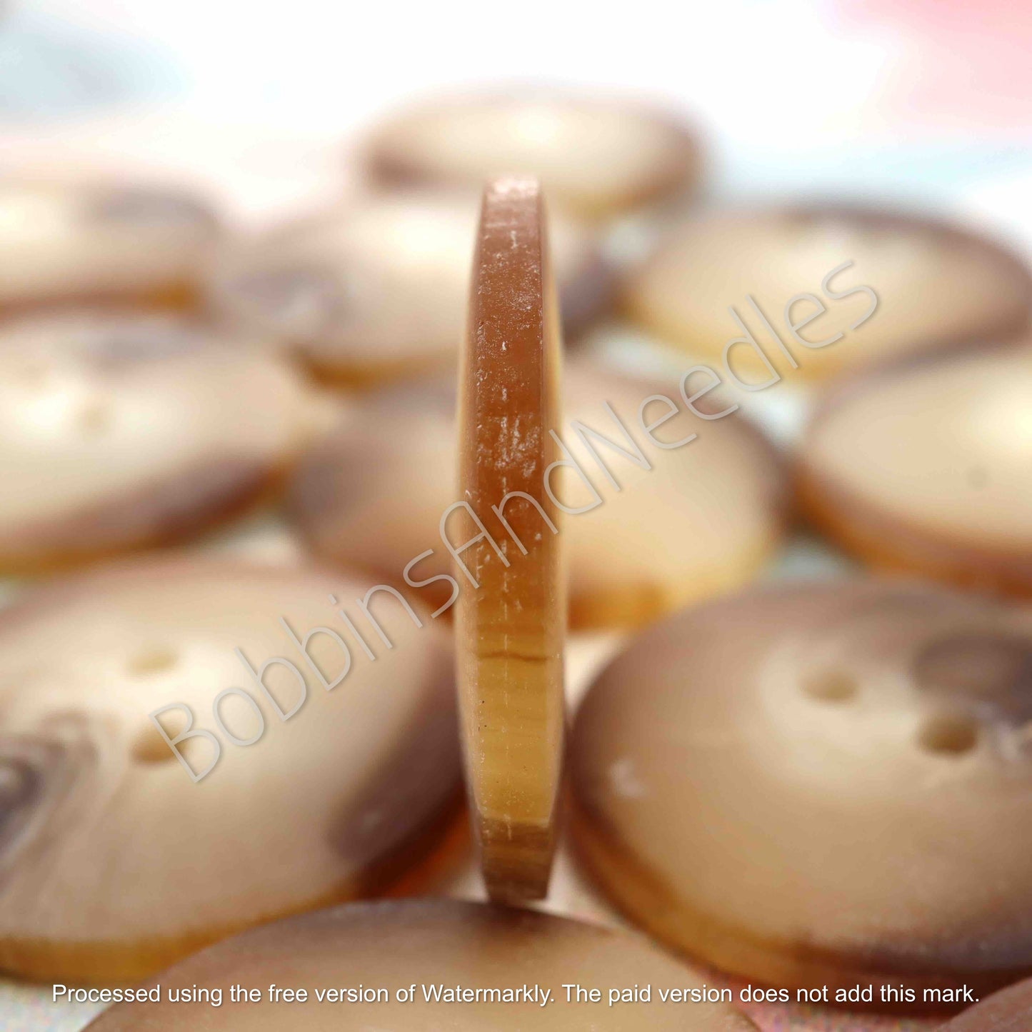 Set of 10 Mock Horn Buttons Ø 23mm Marbled Brown Casein Plastic - Bobbins&Needles