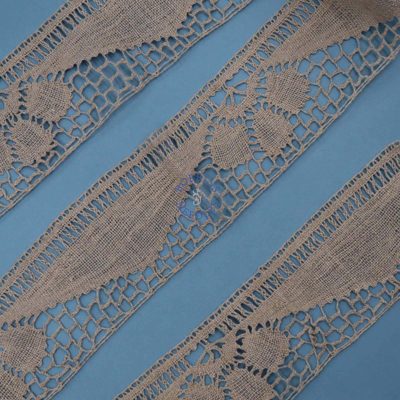 1.55m Handmade Linen Lace Trim - Antique French Insertion Lace