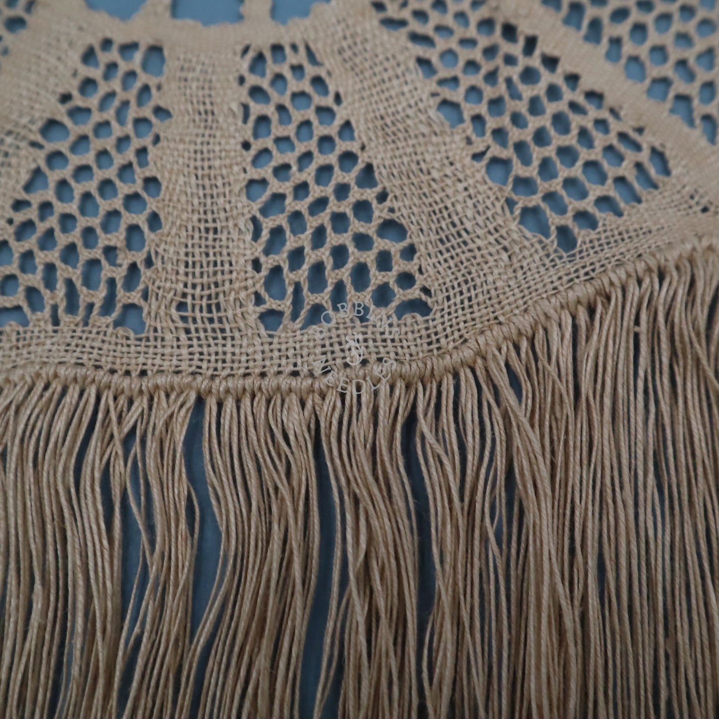 Antique Linen Bobbin Lace Panel with Long Fringe – French Handmade Lace